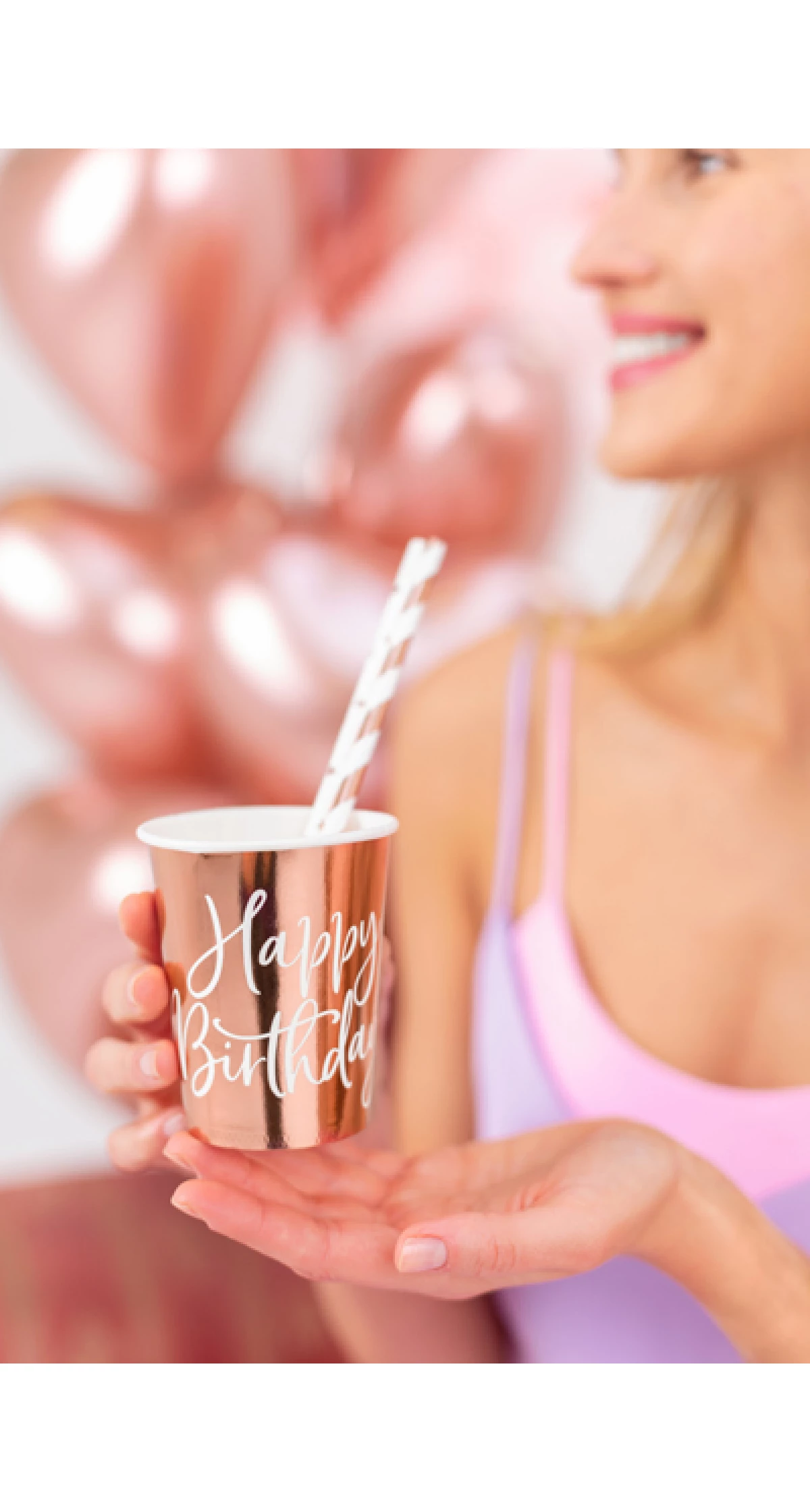 Cups Happy Birthday!, Rose Gold, 260ml (1pkt / 6pc)