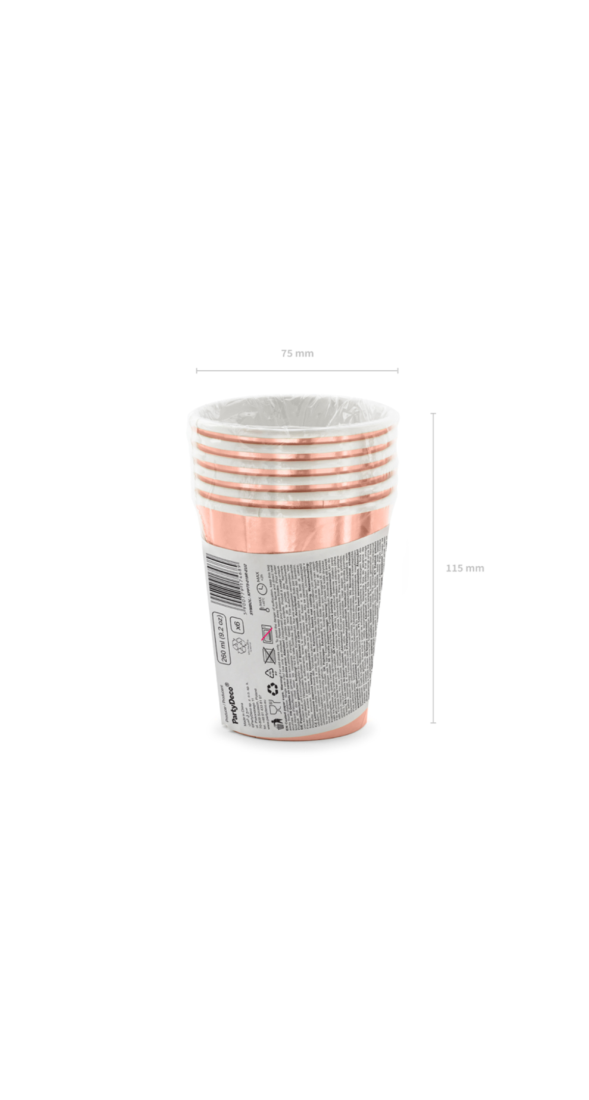 Cups Happy Birthday!, Rose Gold, 260ml (1pkt / 6pc)