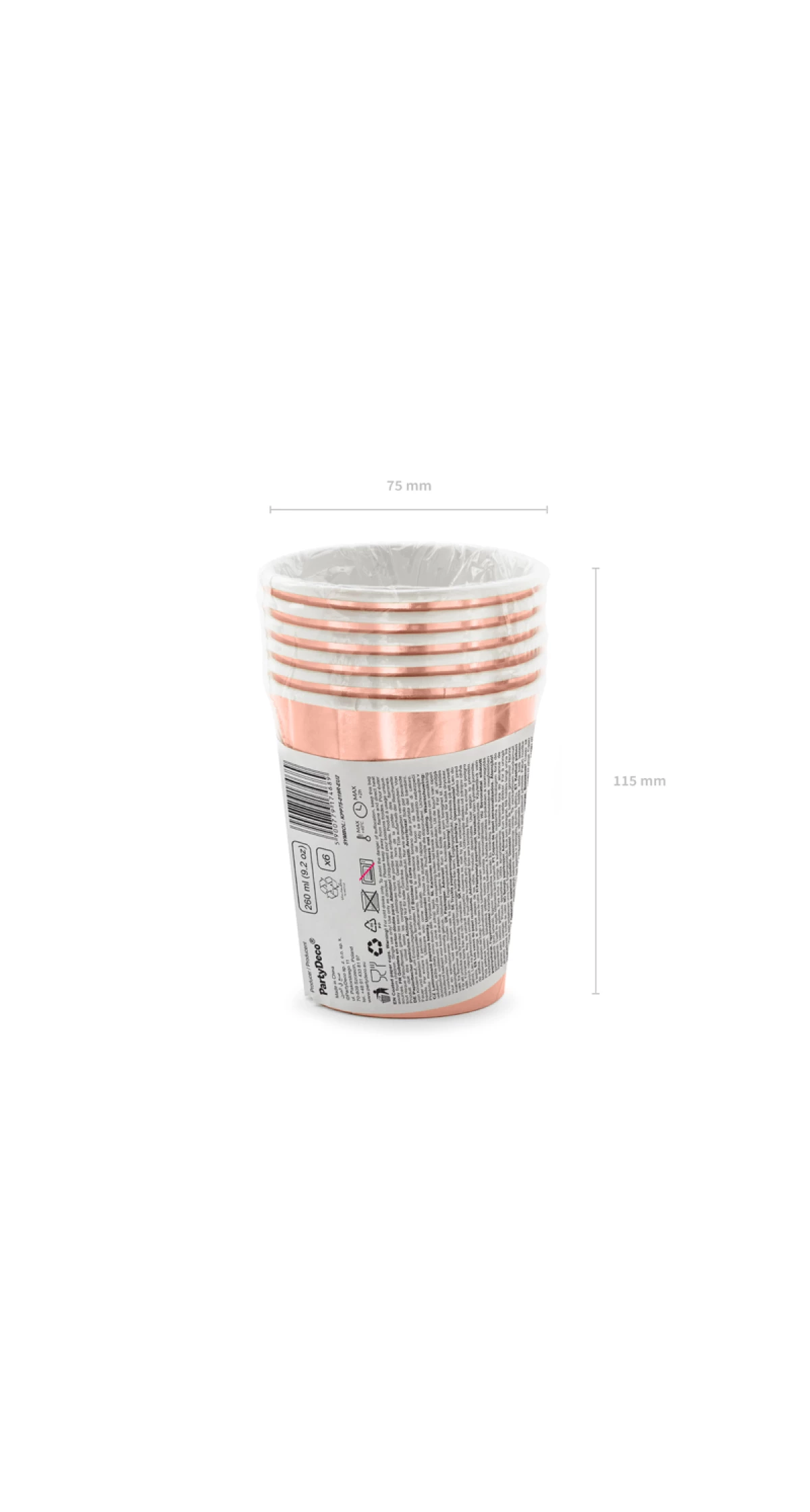 Cups Happy Birthday!, Rose Gold, 260ml (1pkt / 6pc)