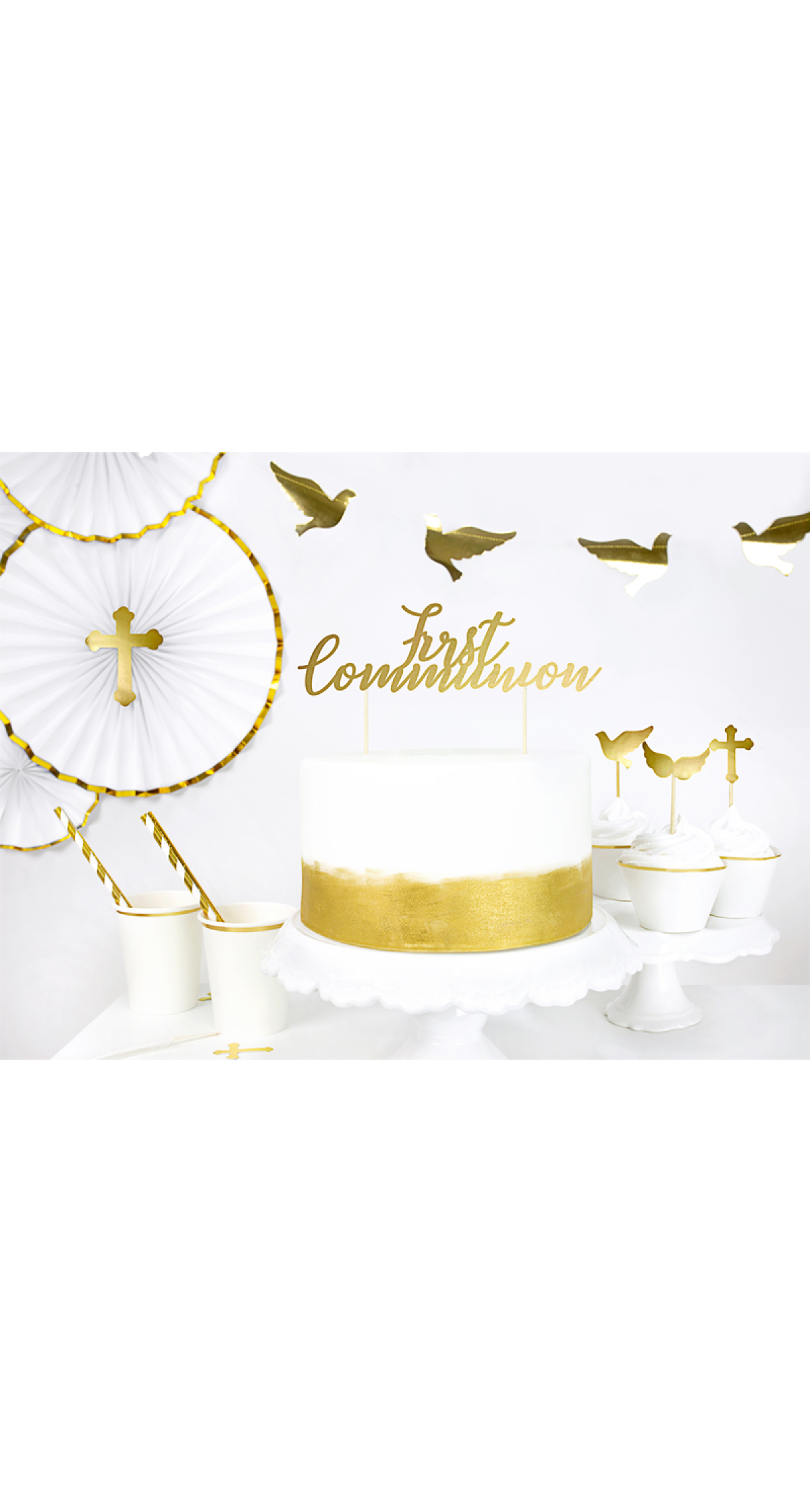 Cake Topper First Communion, Gold, 21cm