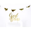 Cake Topper God Bless, Gold, 27.5cm
