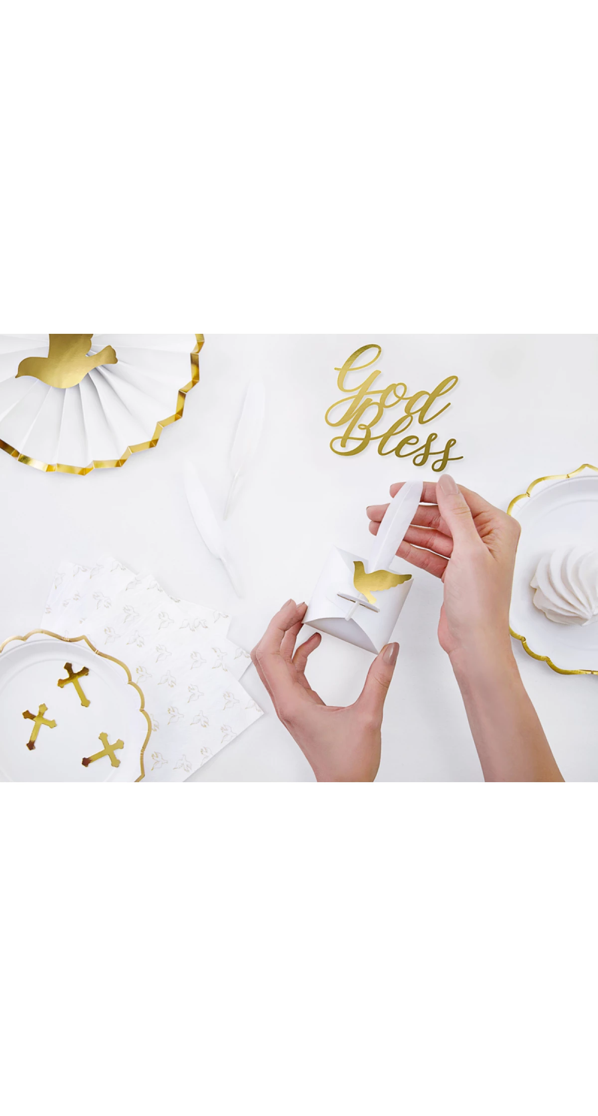 Cake Topper God Bless, Gold, 27.5cm