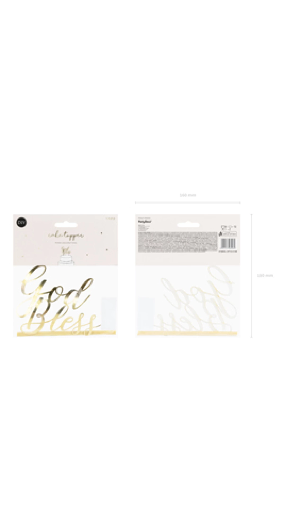 Cake Topper God Bless, Gold, 27.5cm