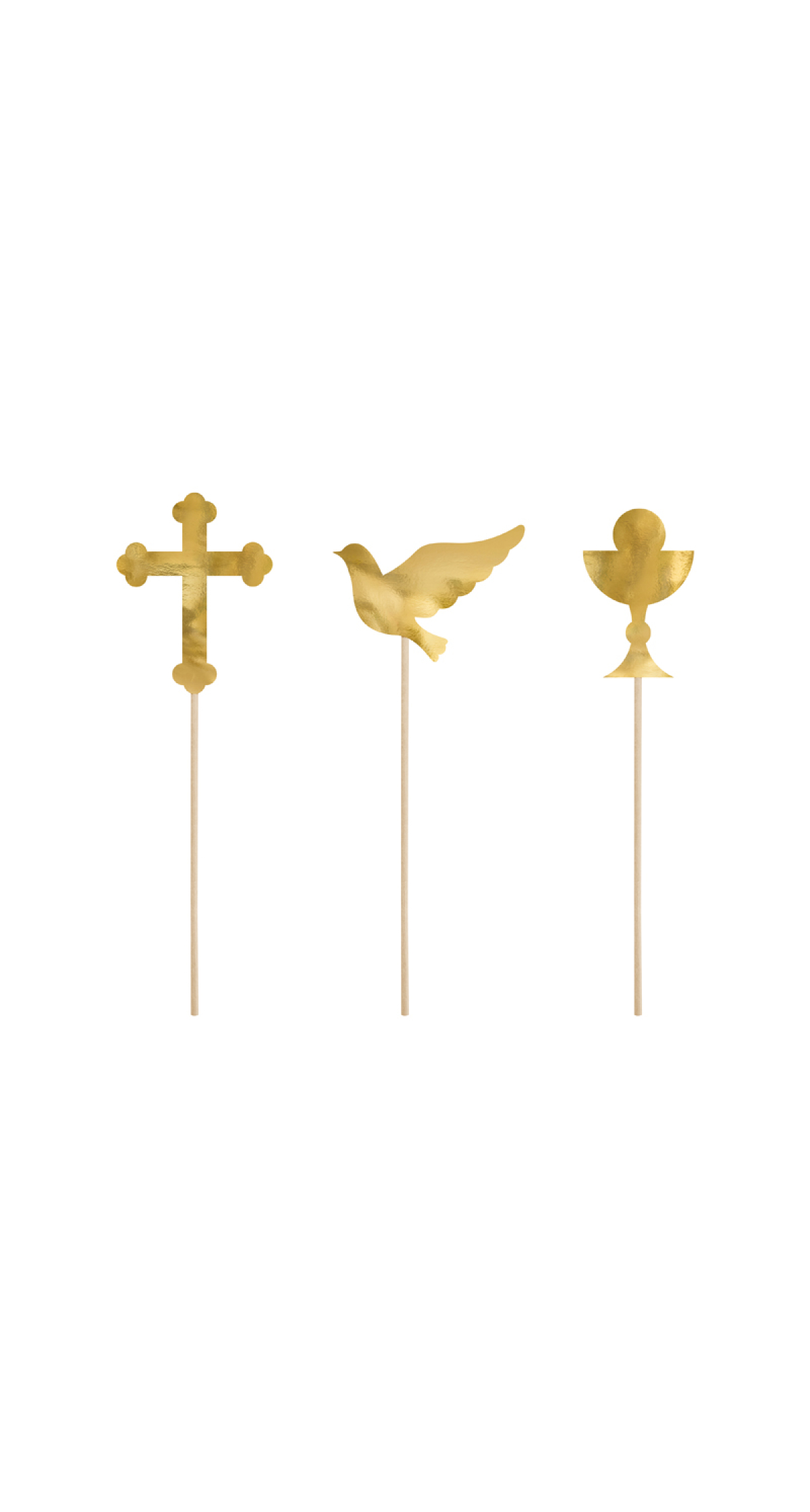 Cake Toppers First Communion, Gold, 31.5cm (1 pkt / 6 pc.)