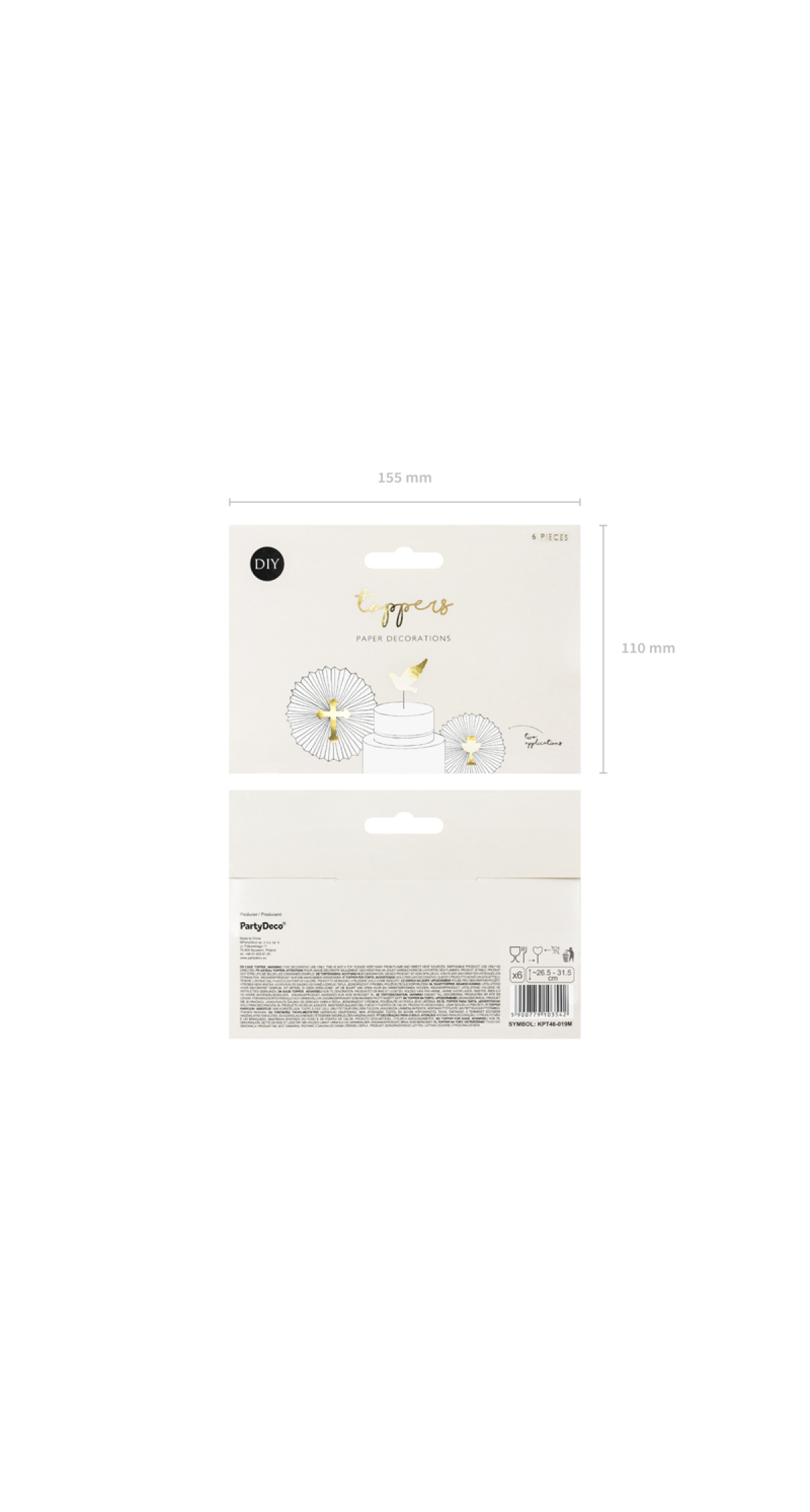 Cake Toppers First Communion, Gold, 31.5cm (1 pkt / 6 pc.)