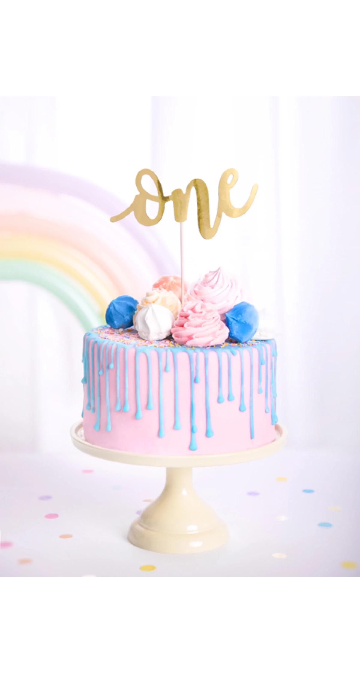 Cake Topper One, Gold, 19cm