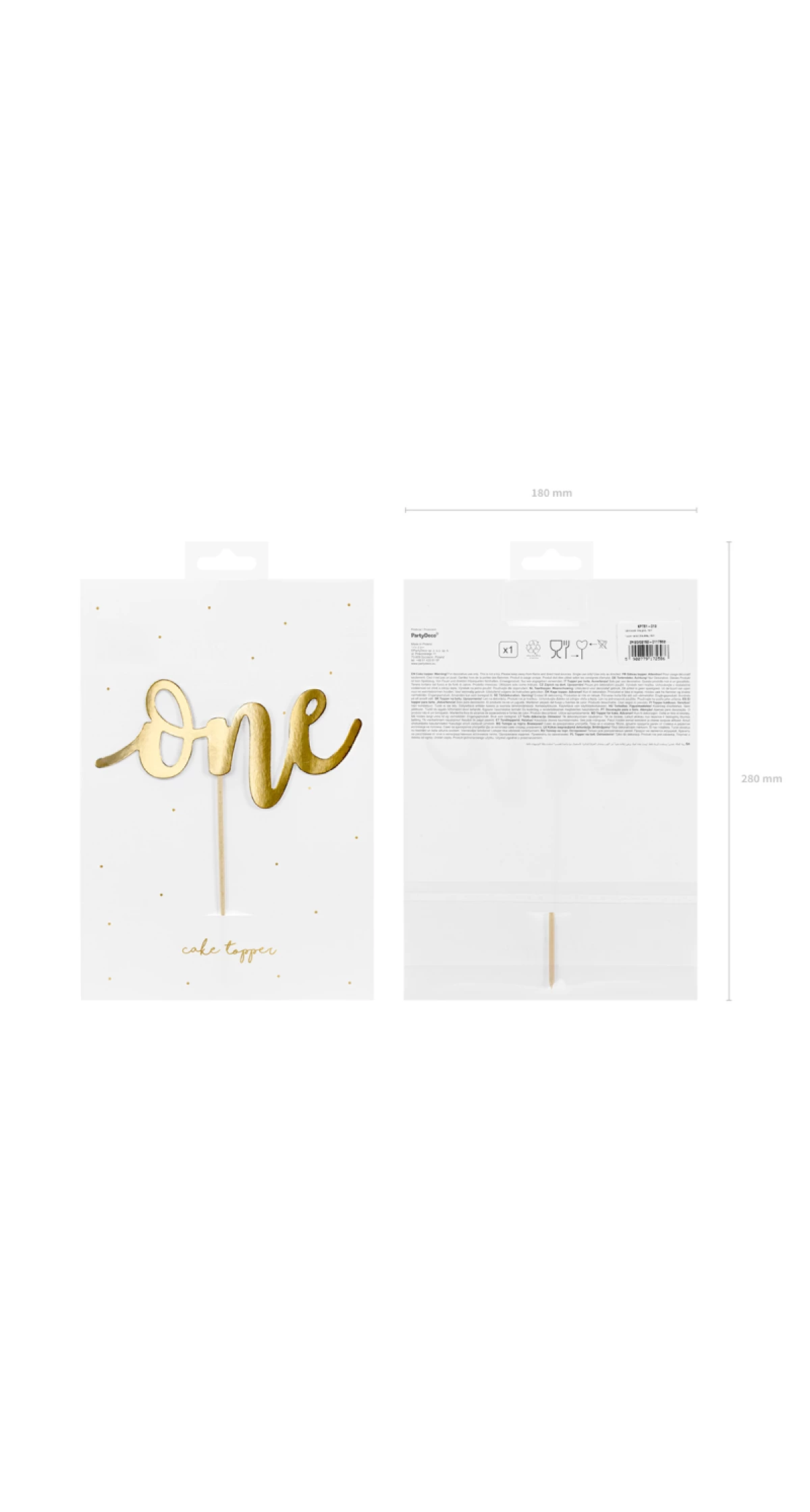 Cake Topper One, Gold, 19cm