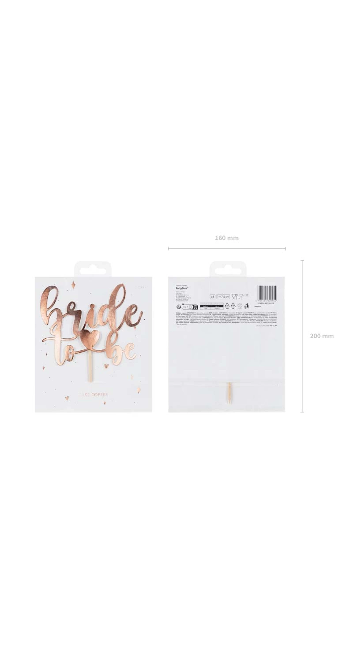 Cake Topper Bride To Be, 17.5cm, Rose Gold