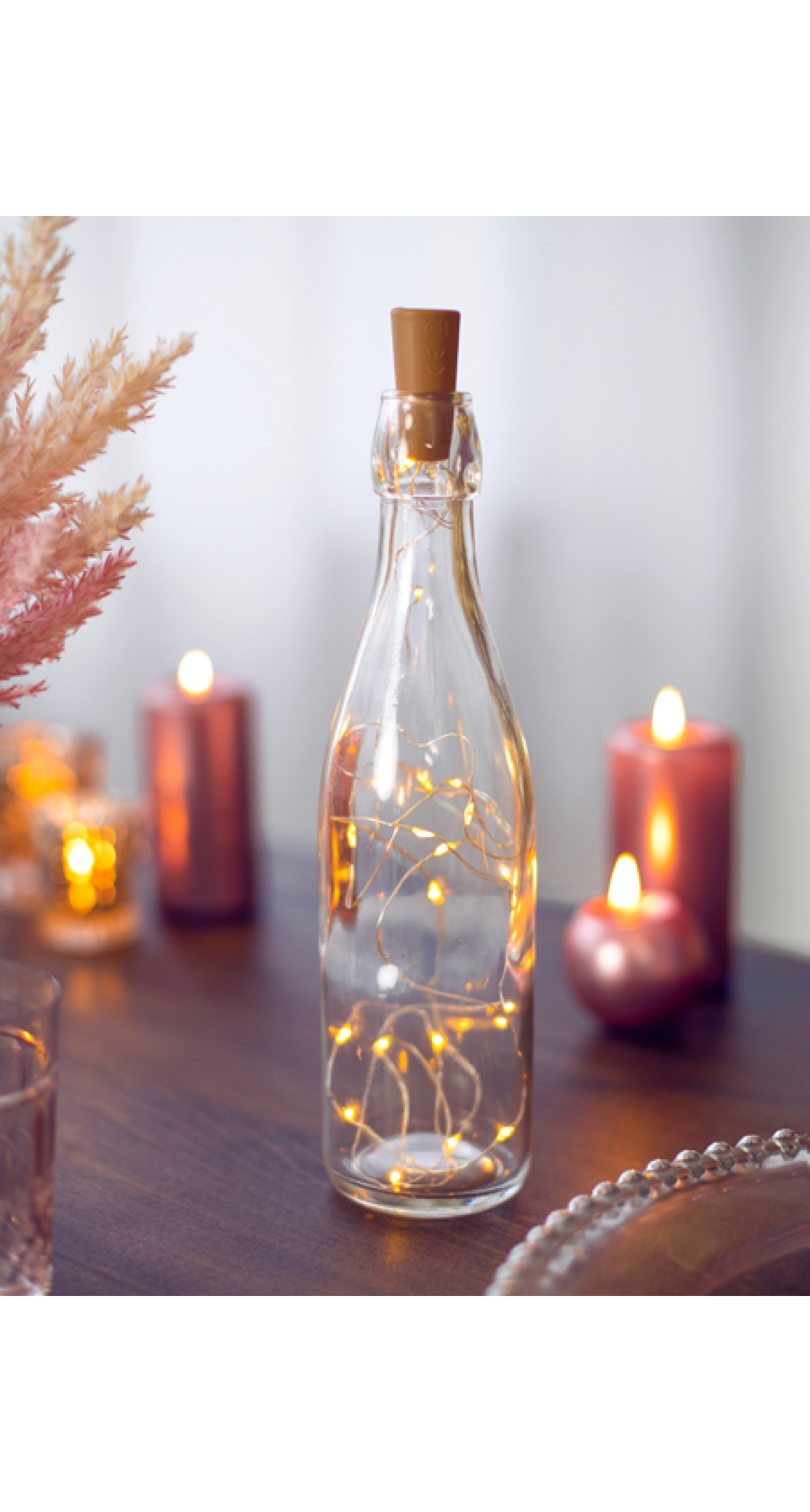 Bottle Led Lights With Cork, Warm White, 197cm