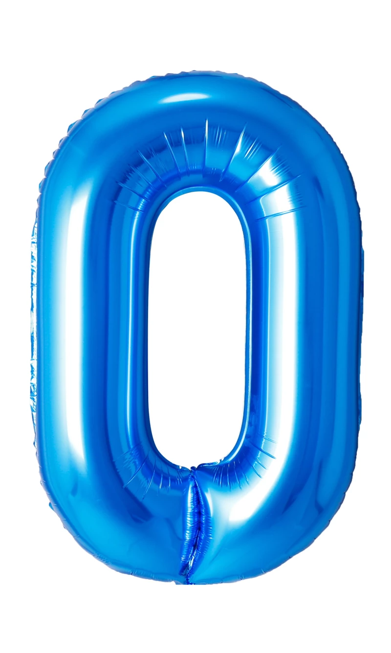 34 Inch Foil Balloon Number 0 - Blue