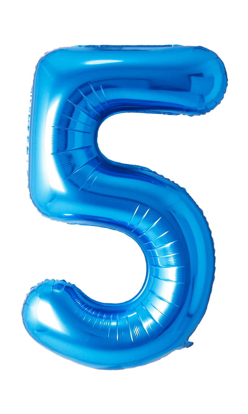 34 Inch Foil Balloon Number 5 - Blue