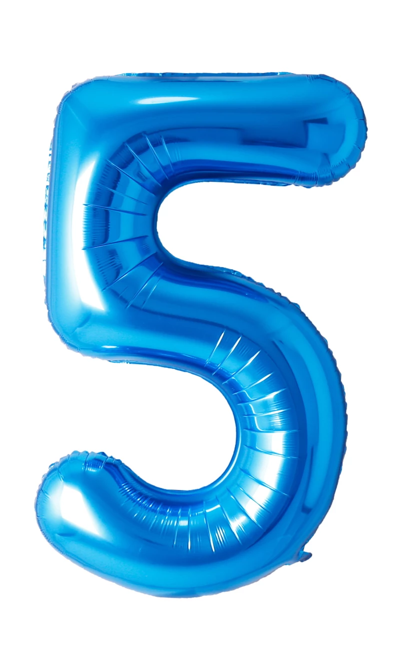 34 Inch Foil Balloon Number 5 - Blue