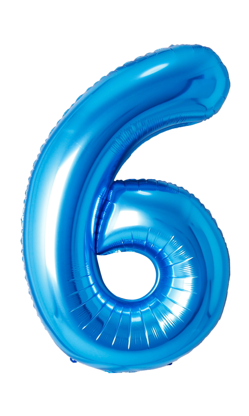 34 Inch Foil Balloon Number 6 - Blue