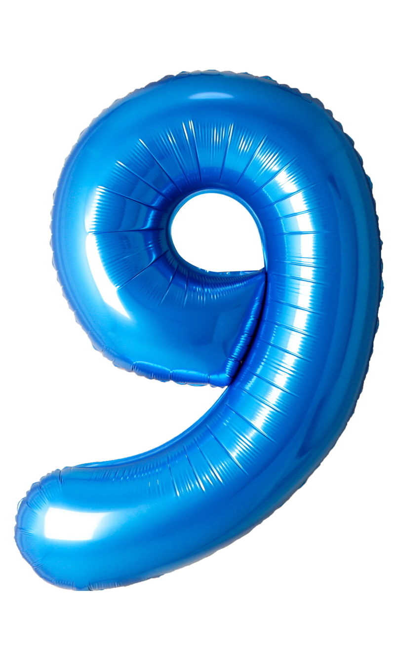 34 Inch Foil Balloon Number 9 - Blue
