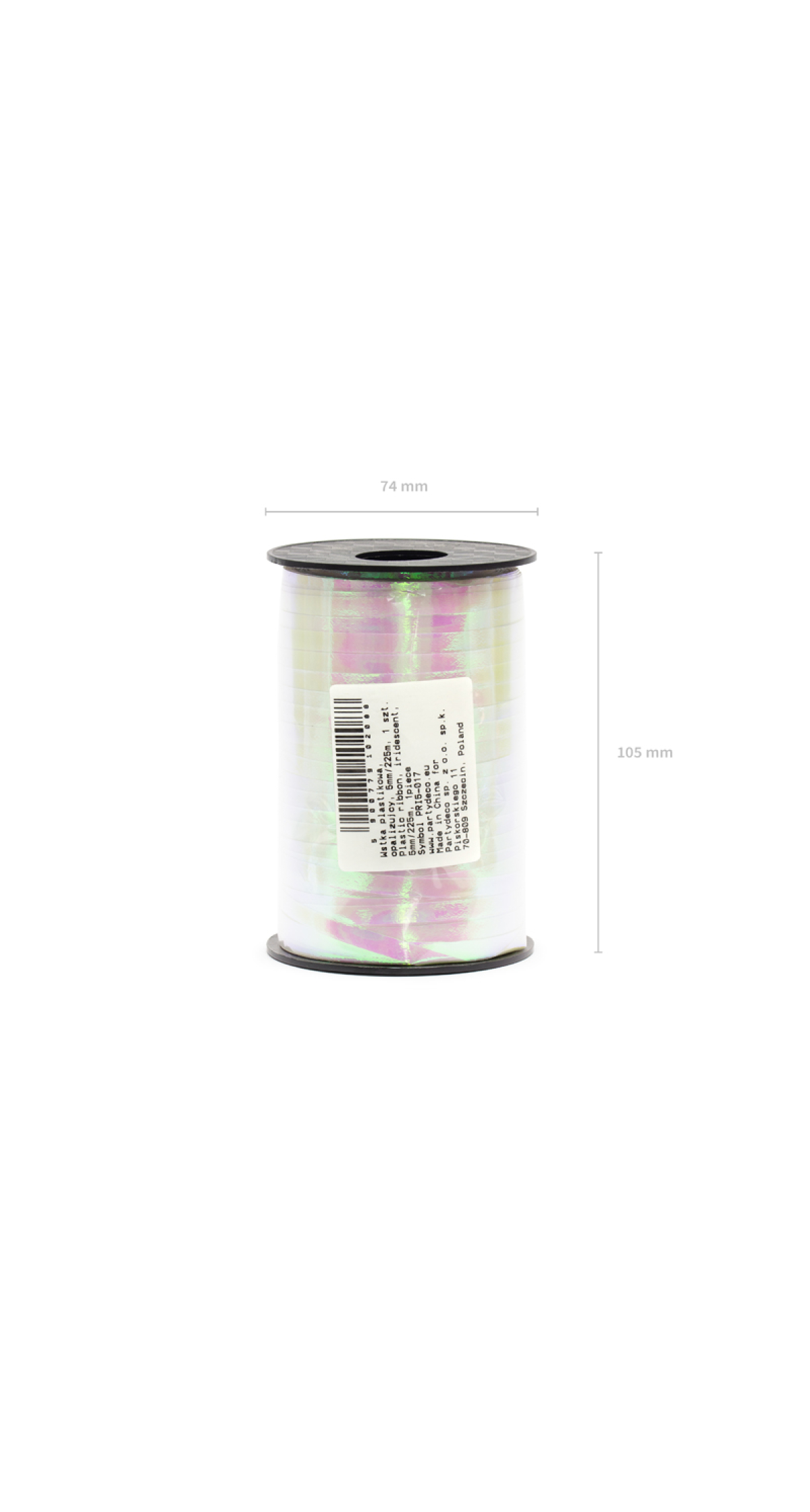 Plastic Ribbon, Iridescent, 5mm/225M