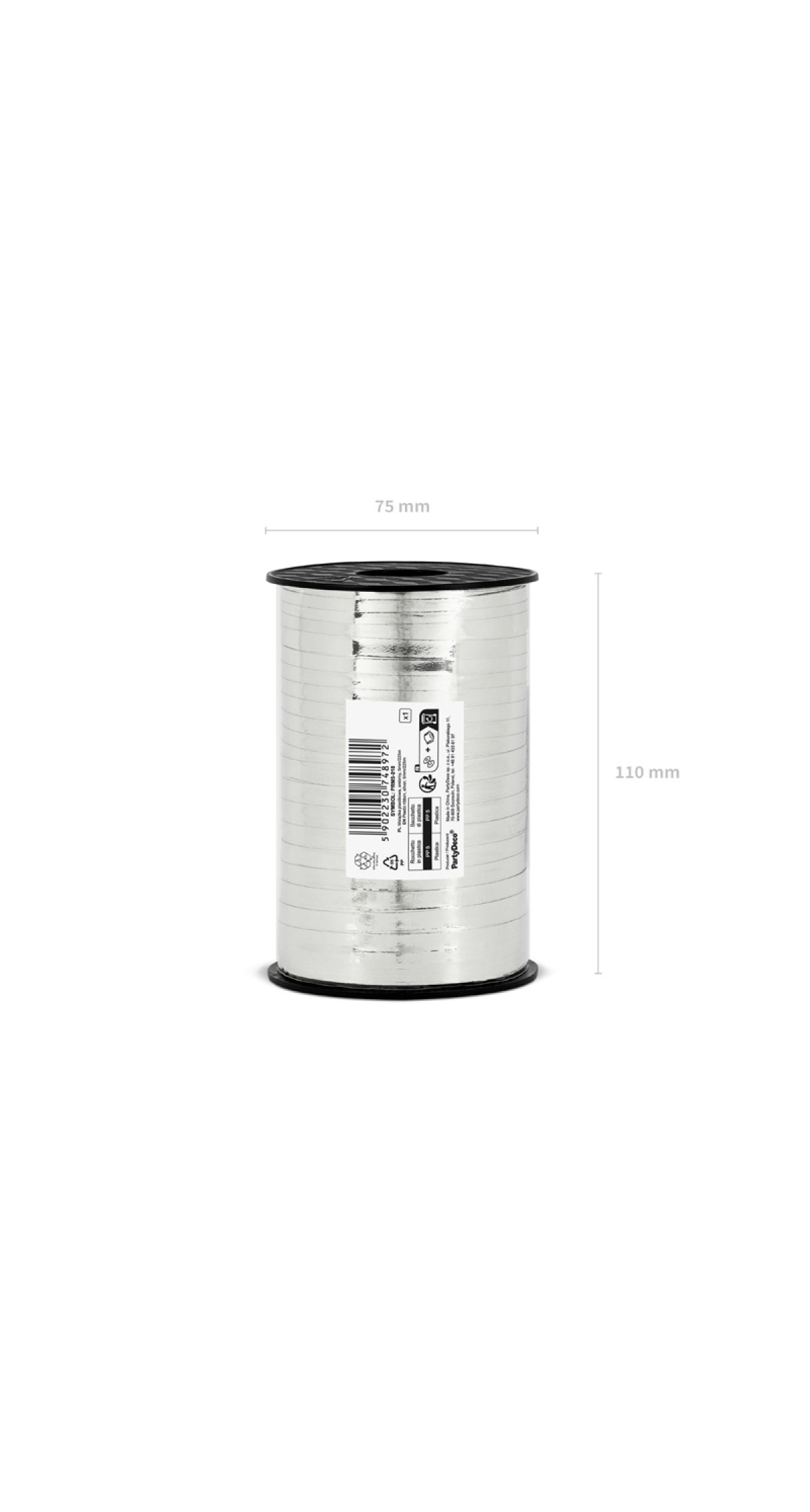 Plastic Ribbon, Silver, 5mm/225M