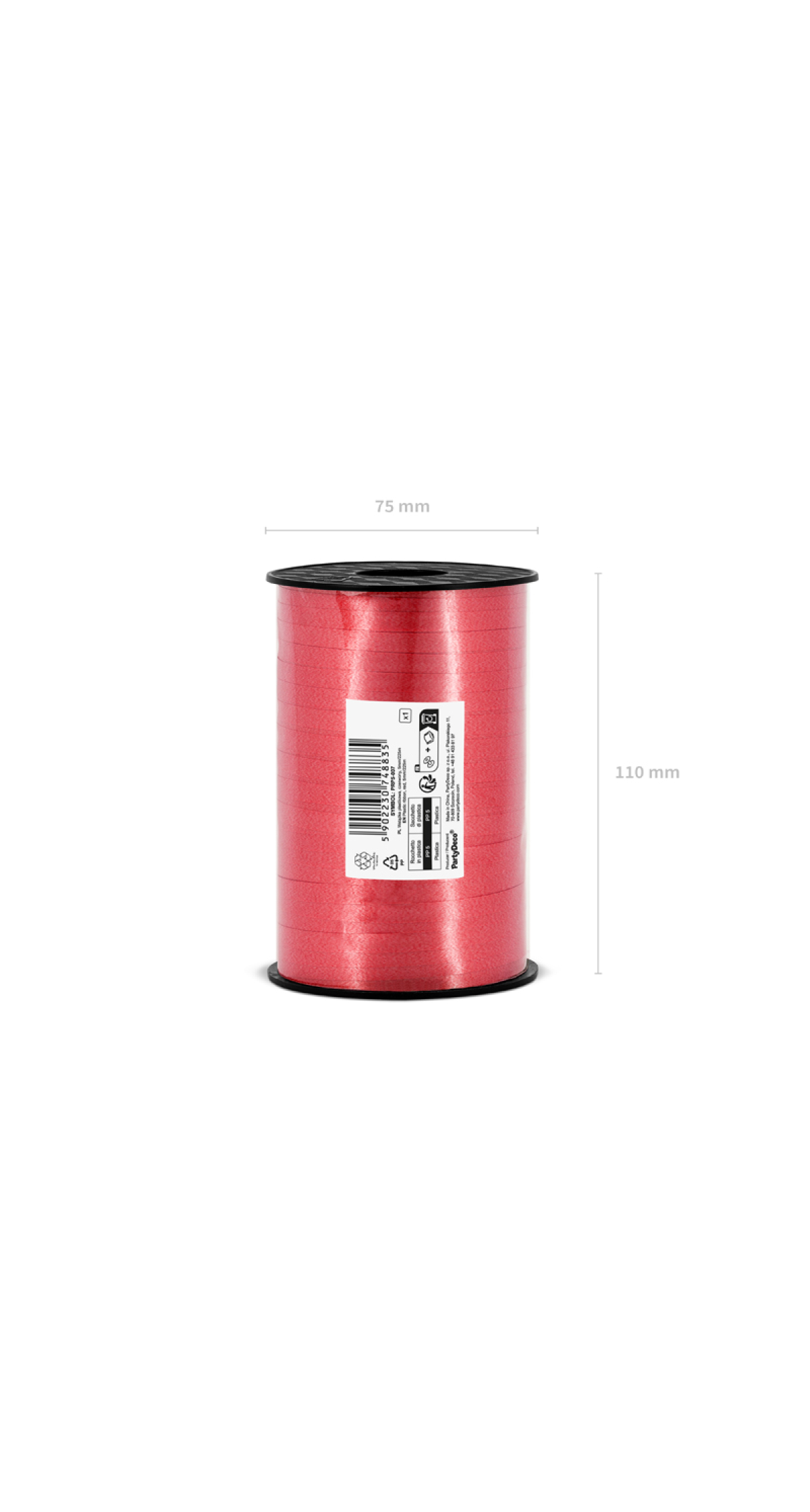 Plastic Ribbon, Red, 5mm/225M