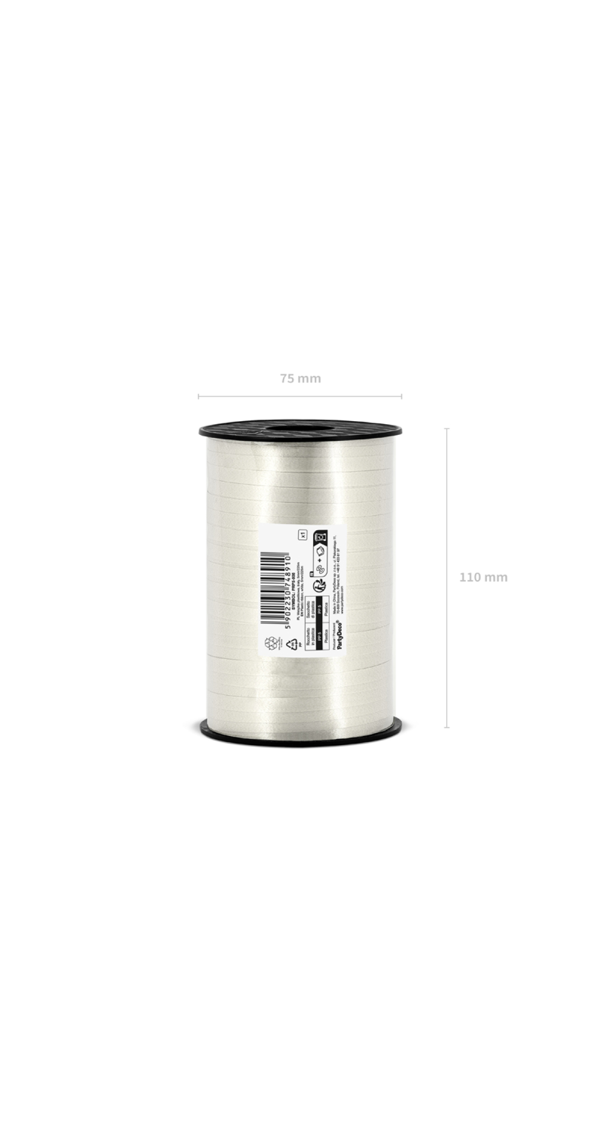 Plastic Ribbon, White, 5mm/225M