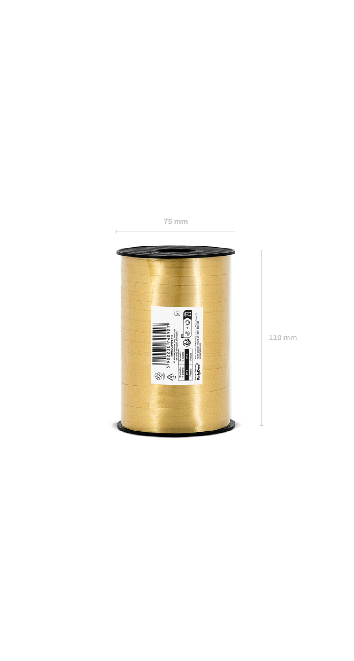 Plastic Ribbon, Gold, 5mm/225M