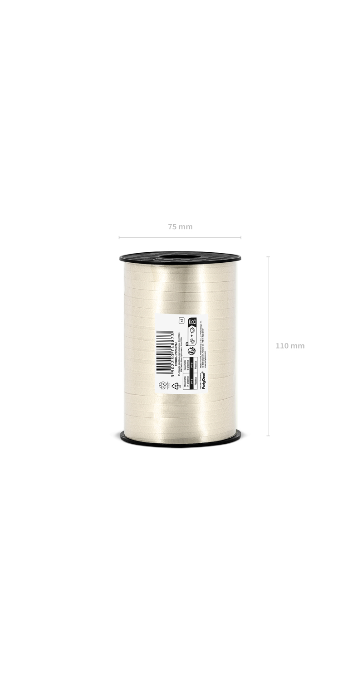 Plastic Ribbon, Light Cream, 5mm/225M