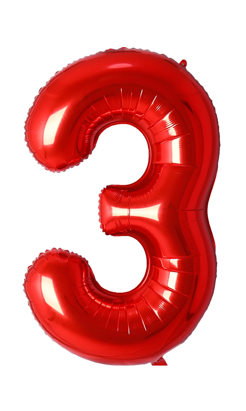 34 Inch Foil Balloon Number 3 - Red