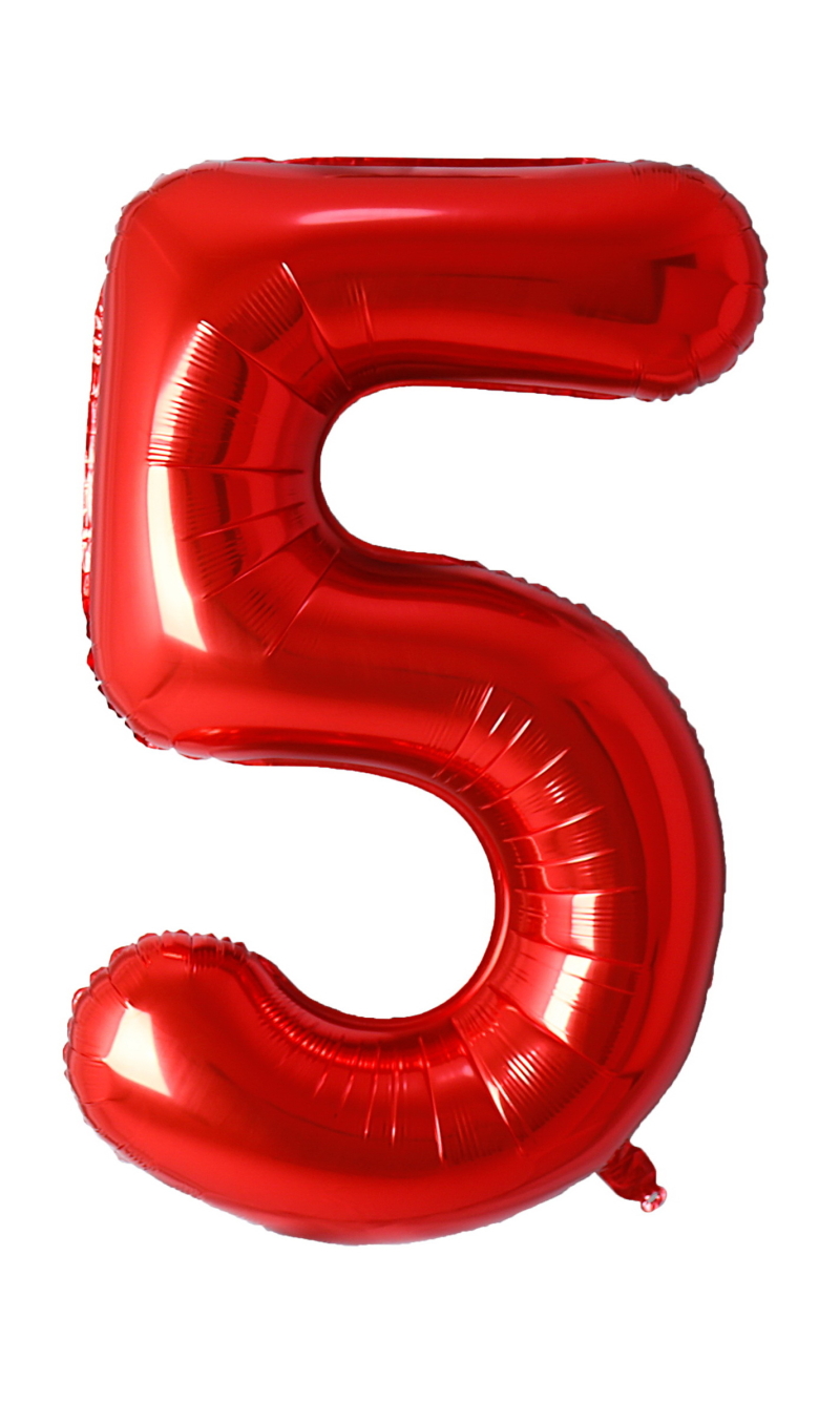 34 Inch Foil Balloon Number 5 - Red