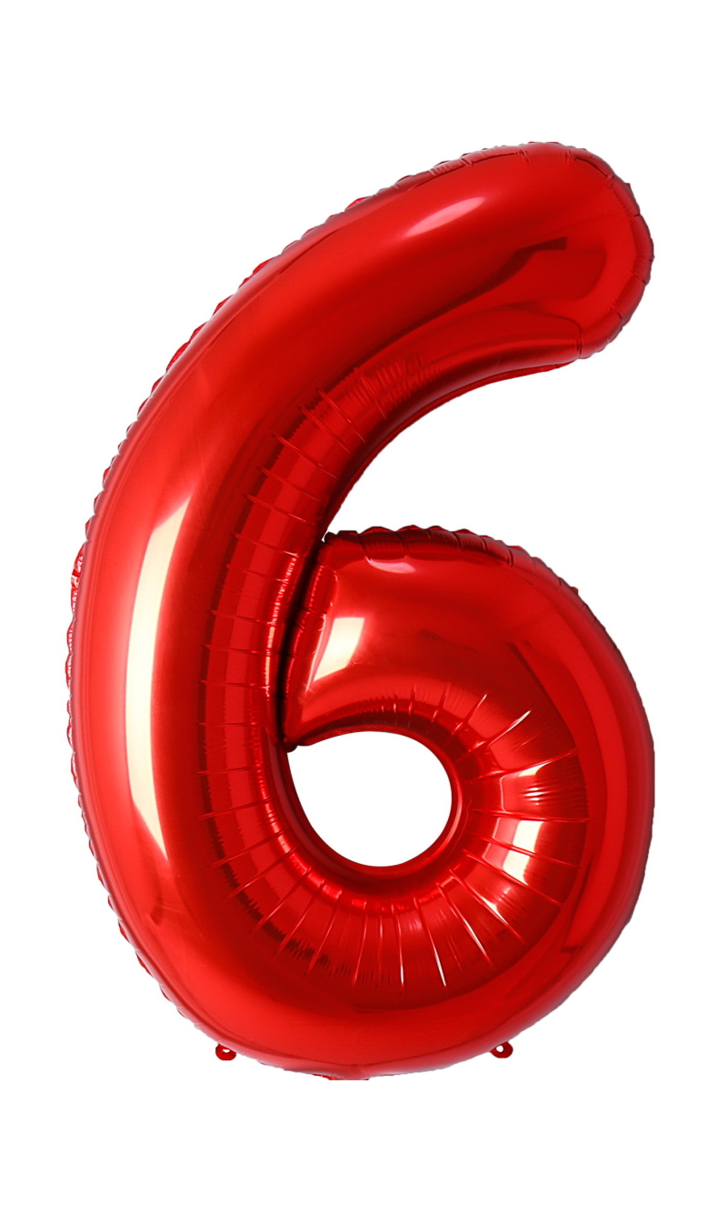34 Inch Foil Balloon Number 6 - Red