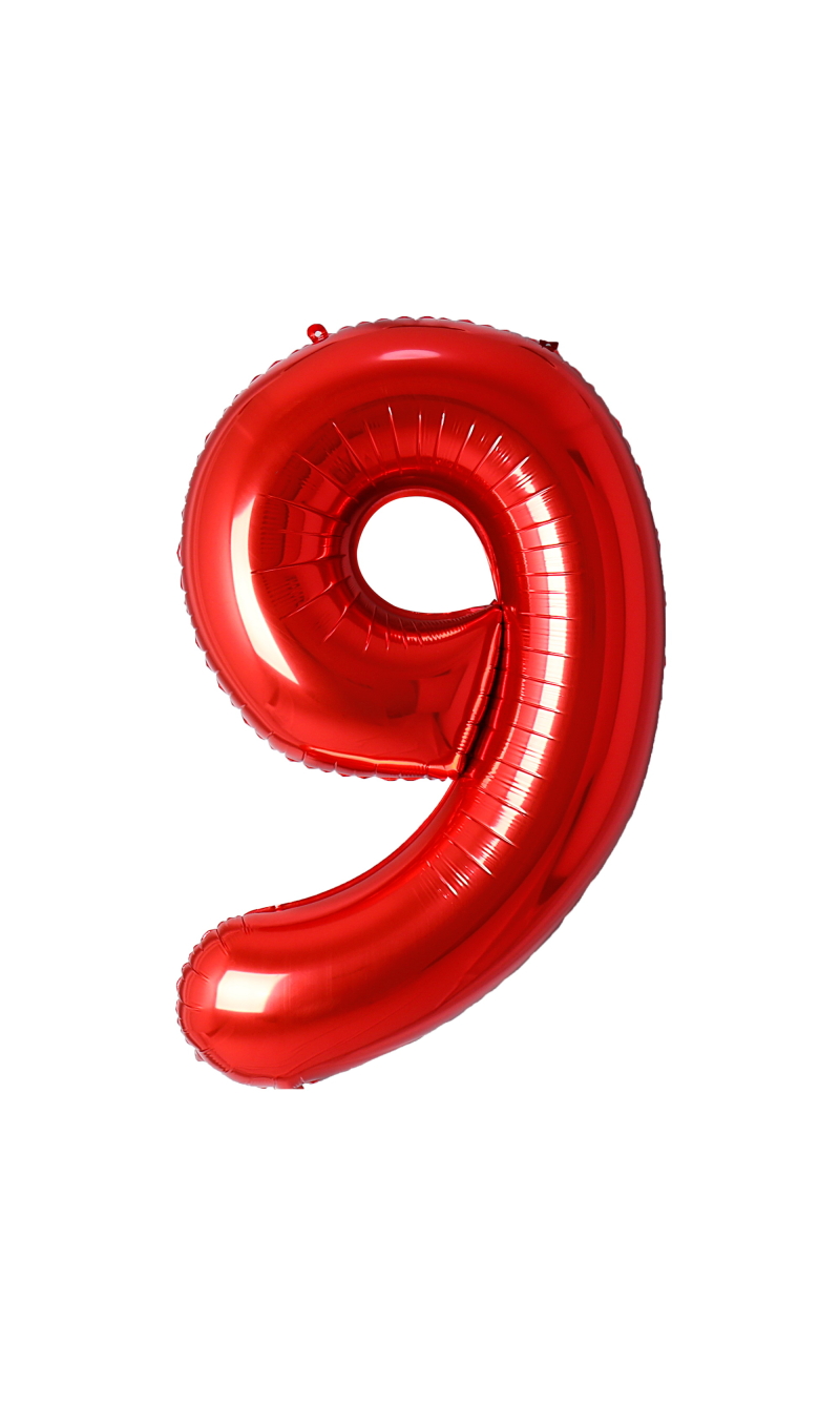34 Inch Foil Balloon Number 9 - Red