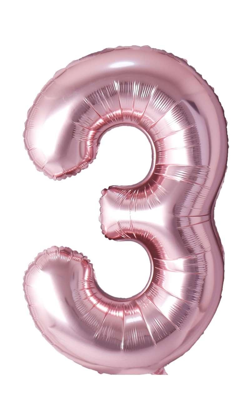 34 Inch Foil Balloon Number 3 - Rose Gold