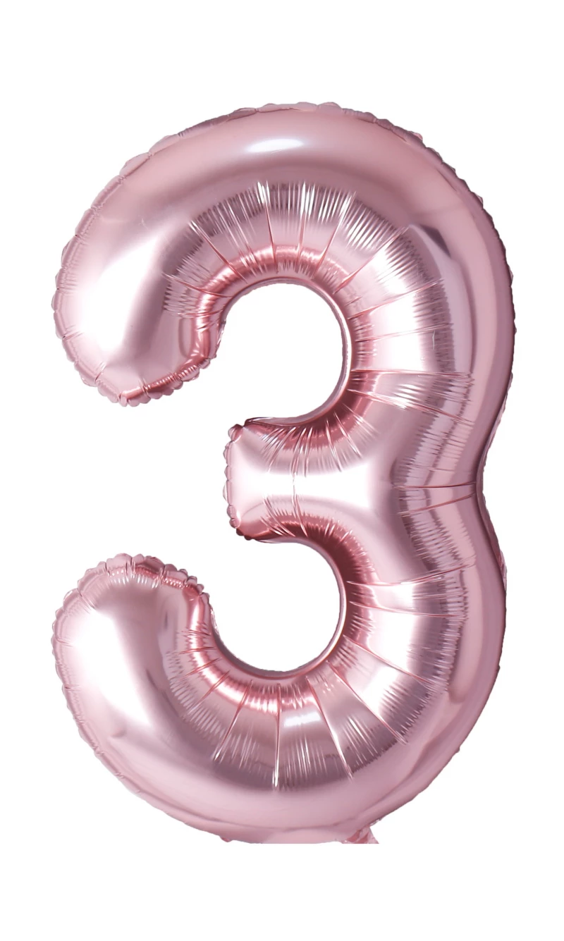 34 Inch Foil Balloon Number 3 - Rose Gold