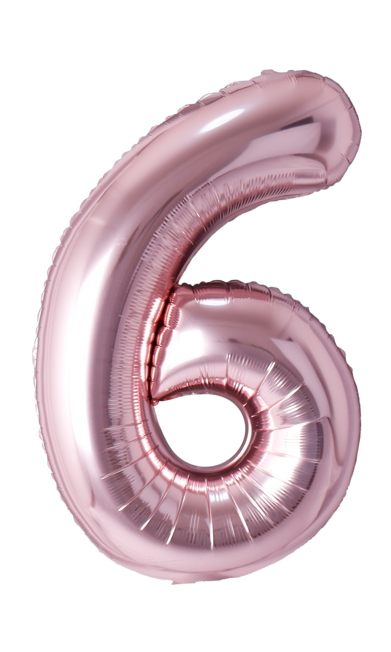34 Inch Foil Balloon Number 6 - Rose Gold
