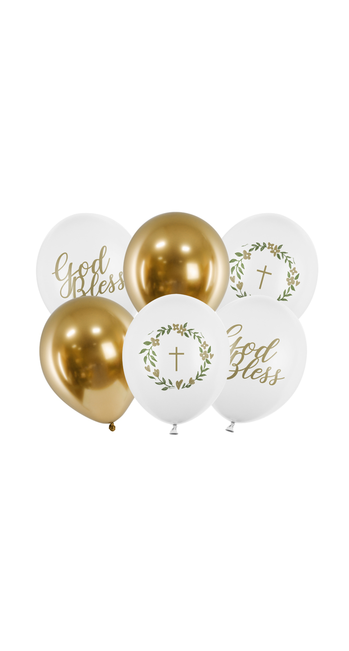 God Bless Latex Balloons 30cm Pastel Pure White (Assorted Design) - 6pk