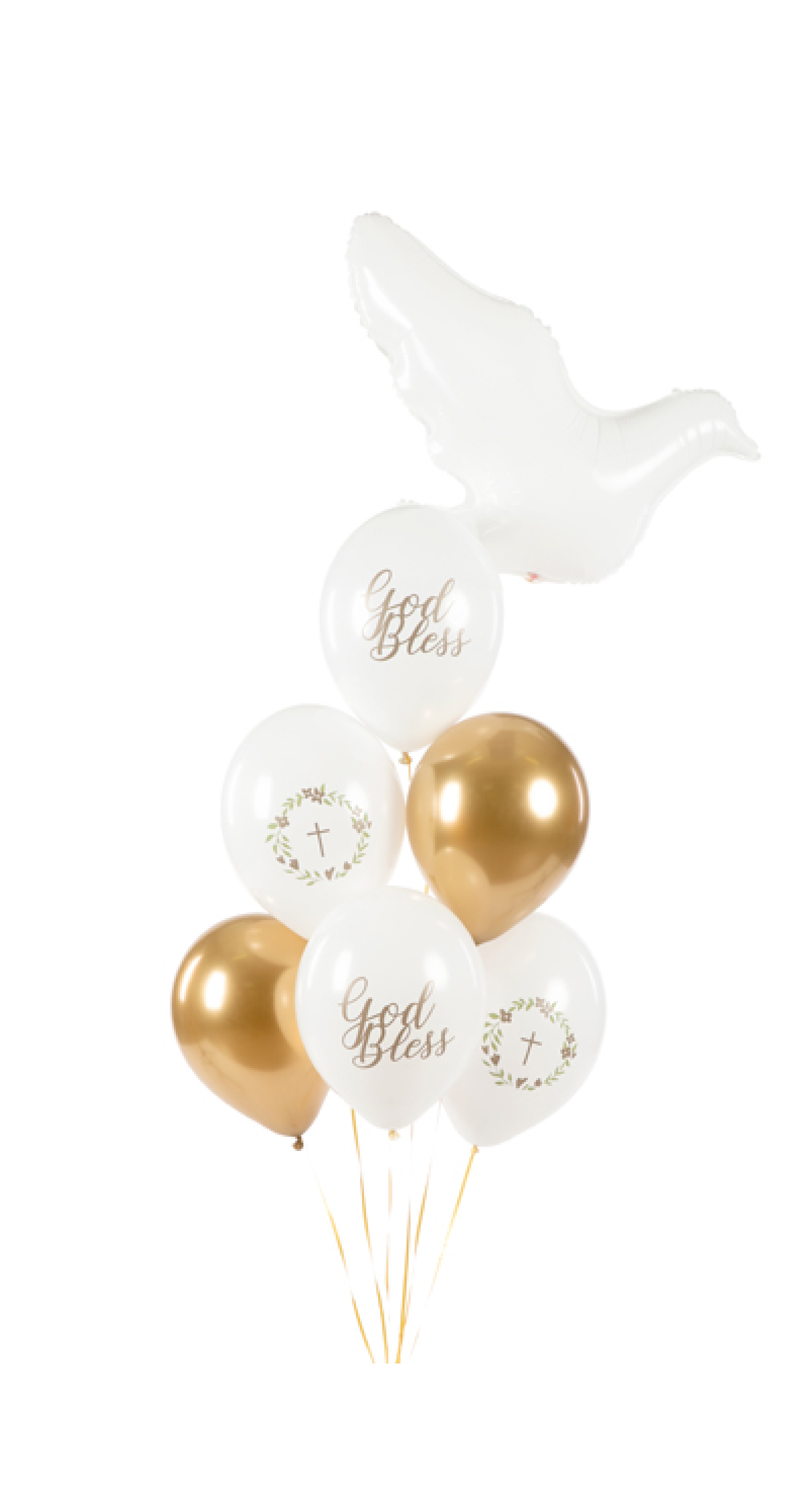 God Bless Latex Balloons 30cm Pastel Pure White (Assorted Design) - 6pk