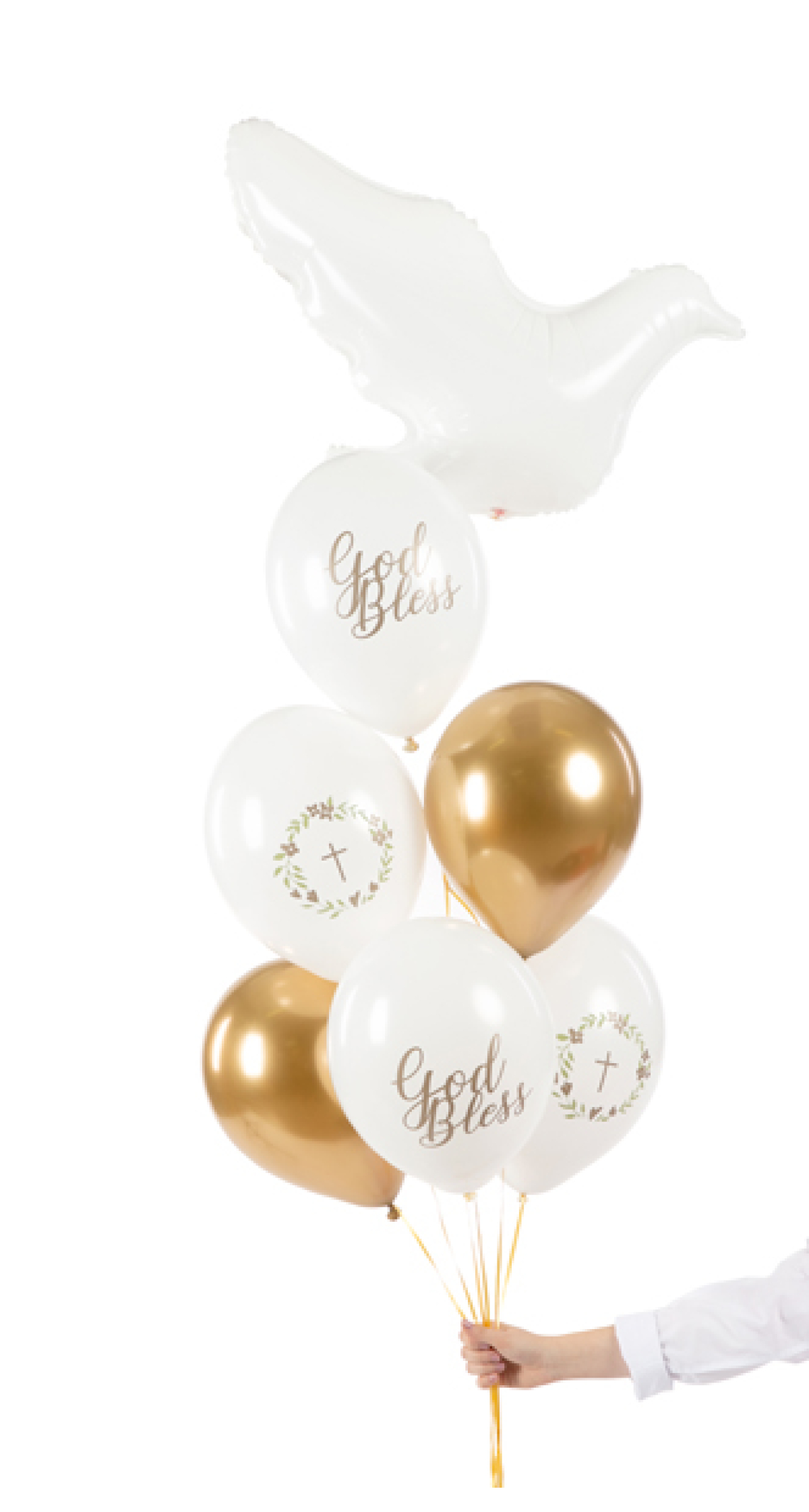 God Bless Latex Balloons 30cm Pastel Pure White (Assorted Design) - 6pk