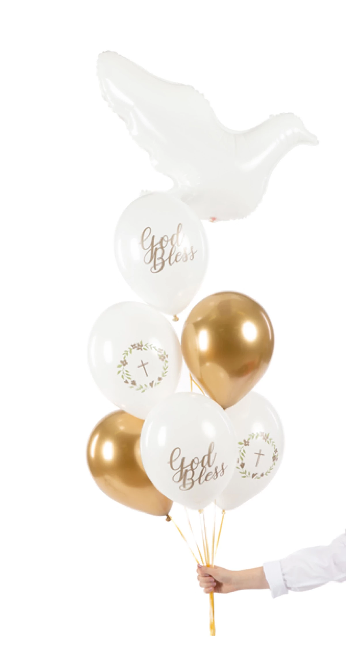 God Bless Latex Balloons 30cm Pastel Pure White (Assorted Design) - 6pk