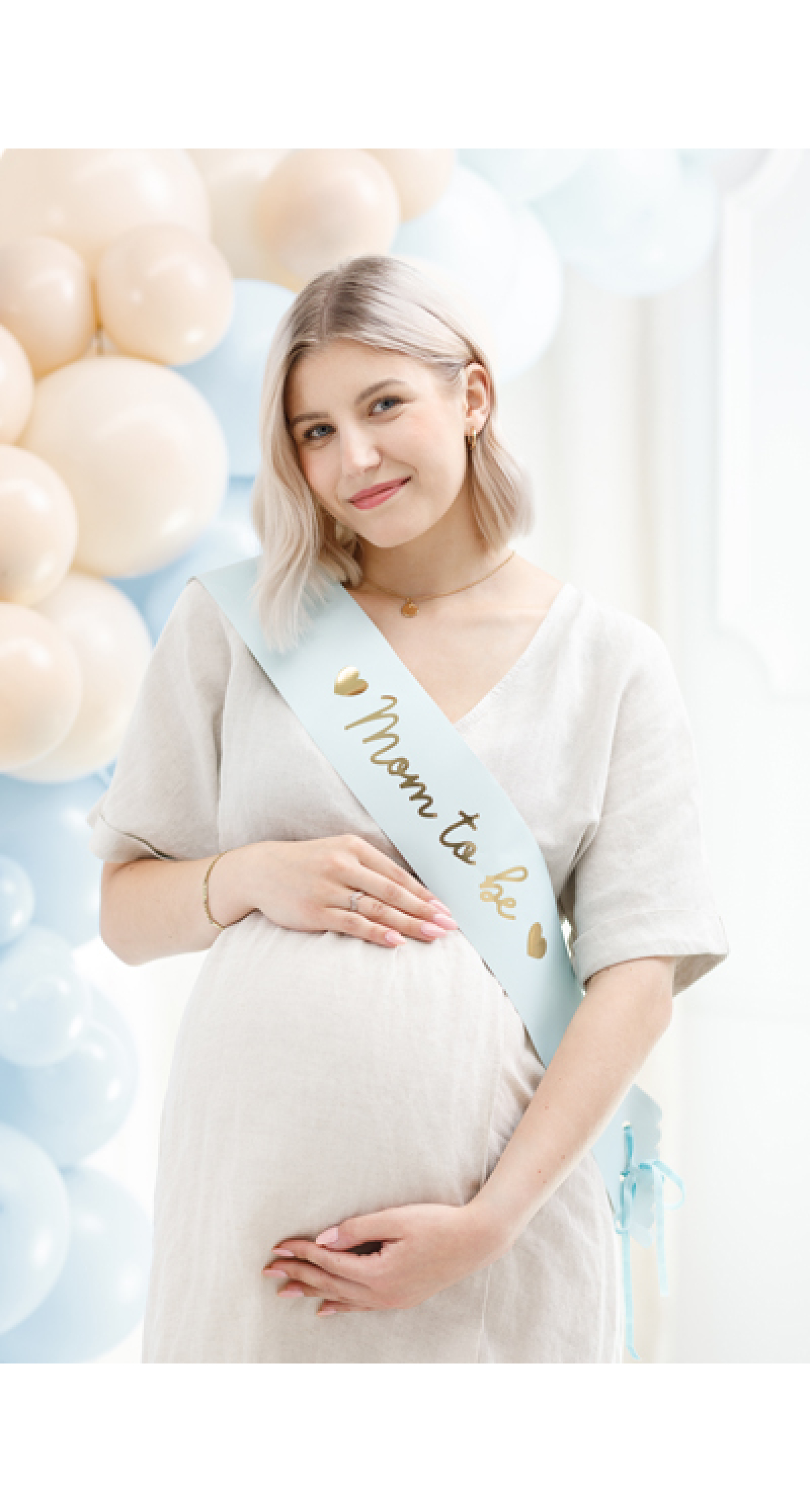 Sash Mom To Be, Light Tiffany Blue, 75cm