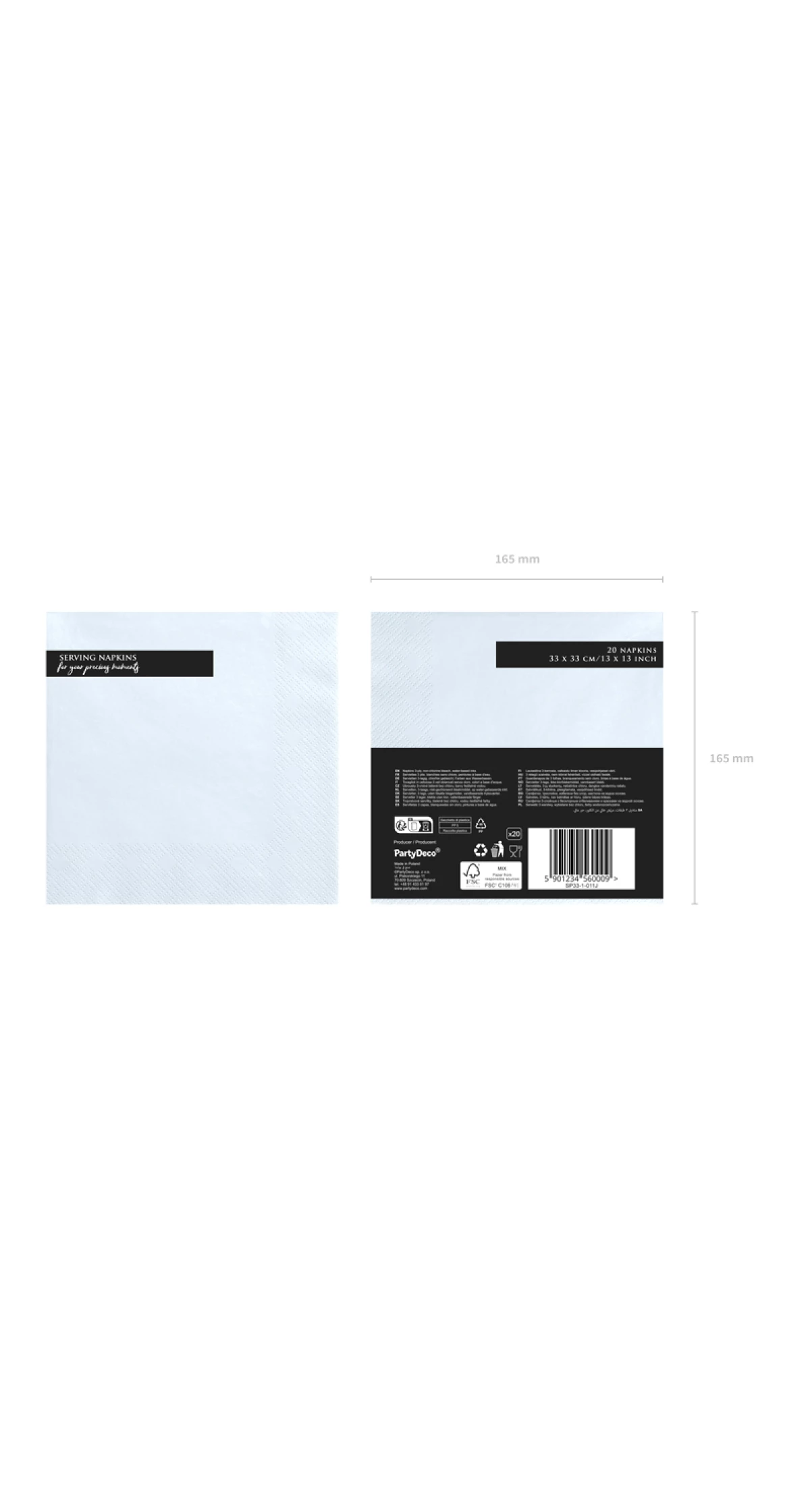 Napkins, 3 Layers, Light Sky-Blue, 33x33cm (1pkt / 20pc)