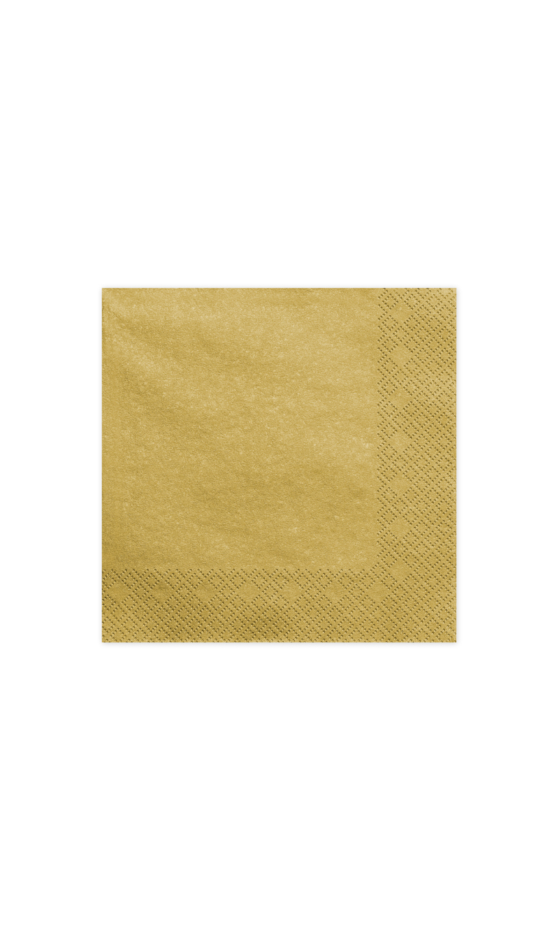 Napkins, 3 Layers, Gold Metallic, 33x33cm (1pkt / 20pc)