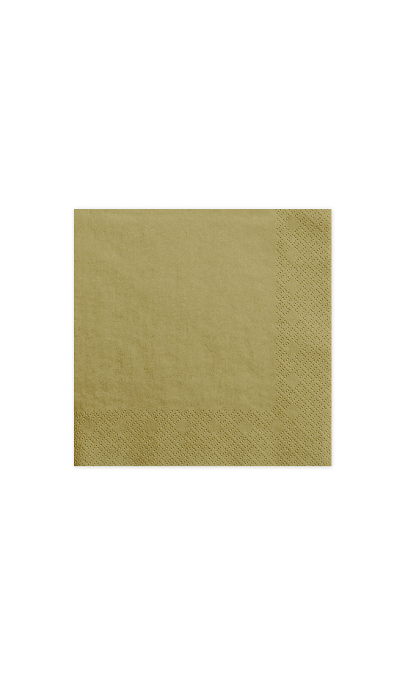 Napkins, 3 Layers, Gold, 33x33cm (1pkt / 20pc)
