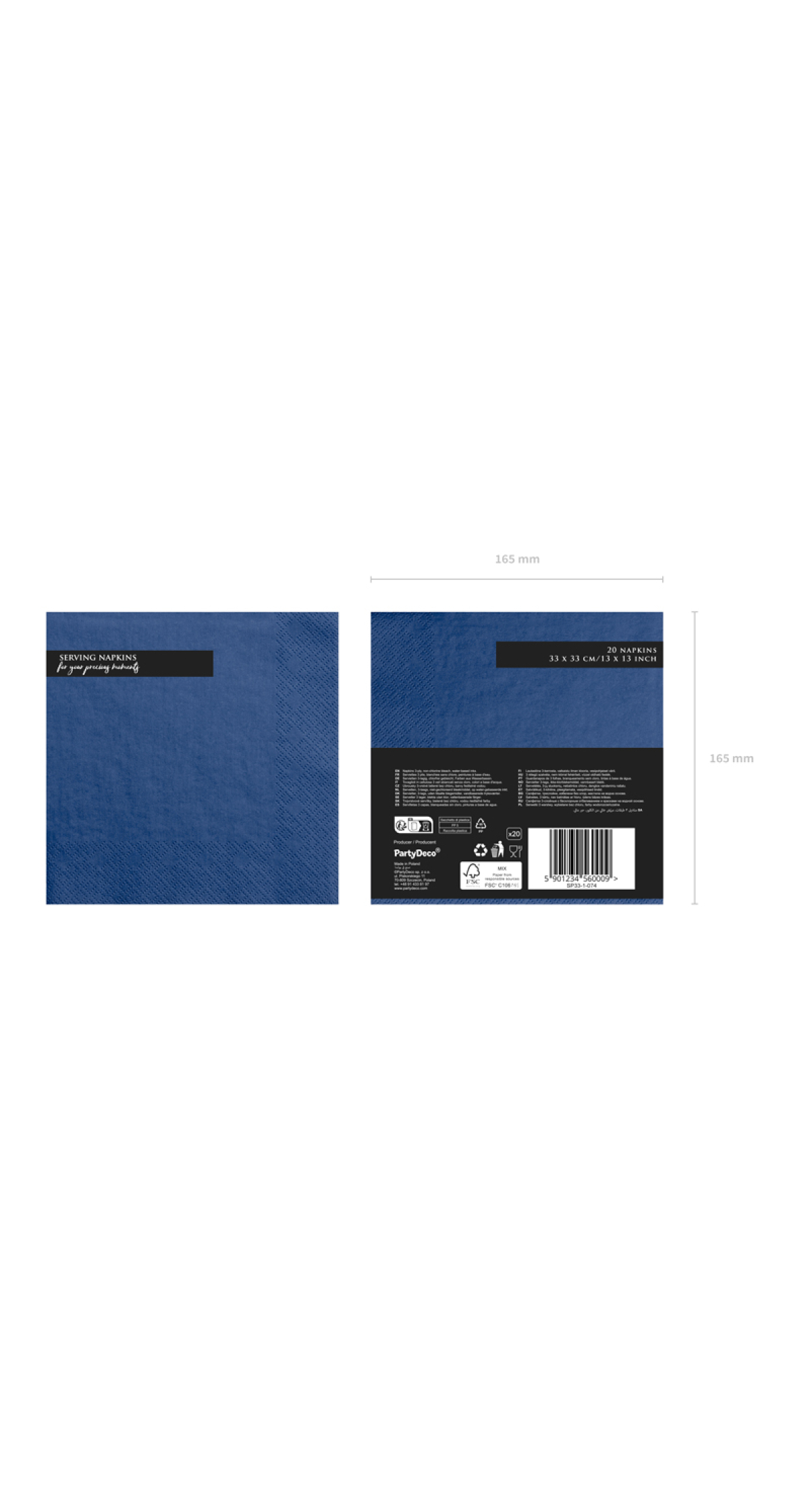 Napkins, 3 Layers, Navy Blue, 33x33cm (1pkt / 20pc)