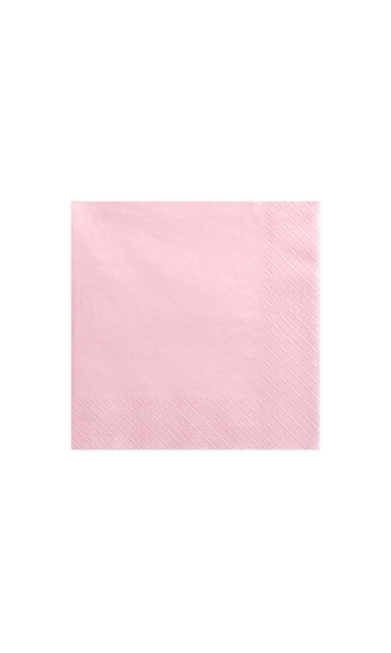 Napkins, 3 Layers, Light Pink, 33x33cm (1pkt / 20pc)