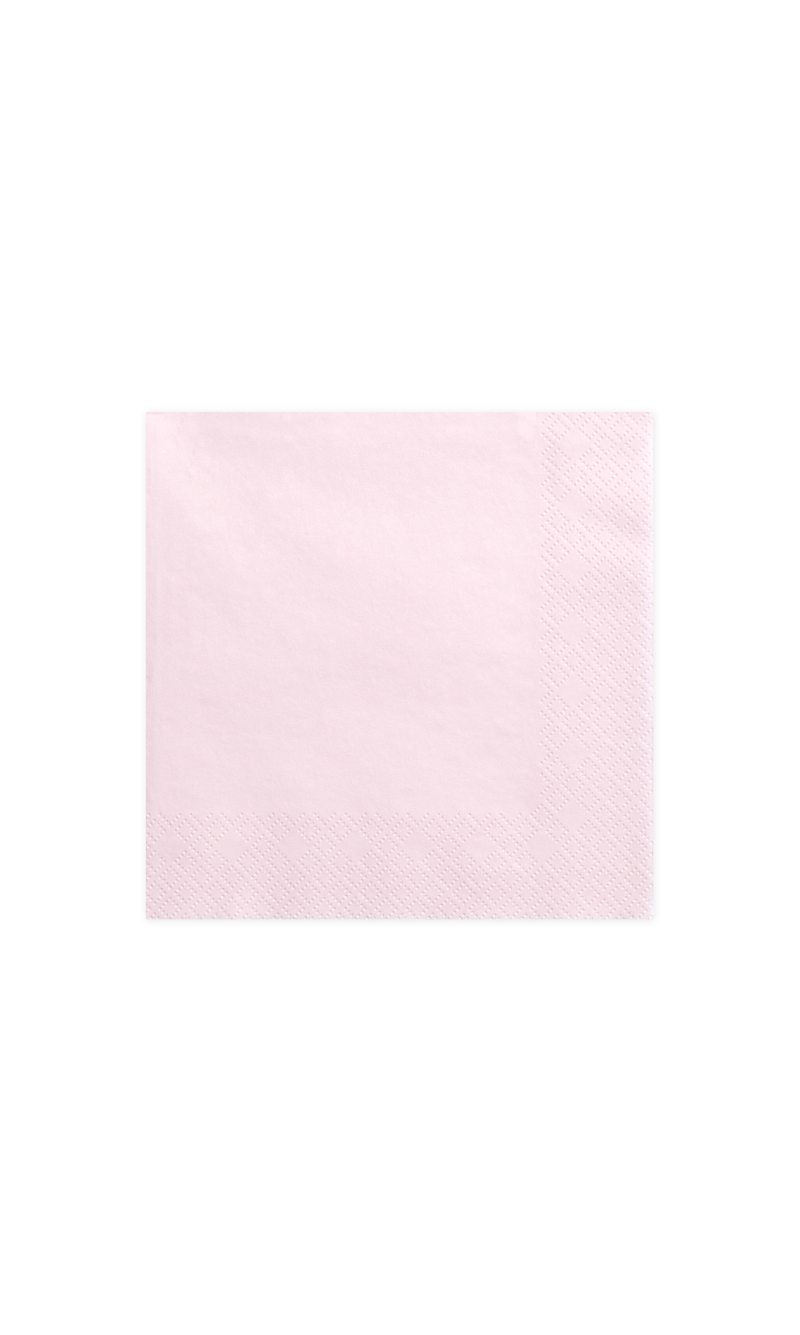 Napkins, 3 Layers, Light Powder Pink, 33x33cm (1pkt / 20pc)