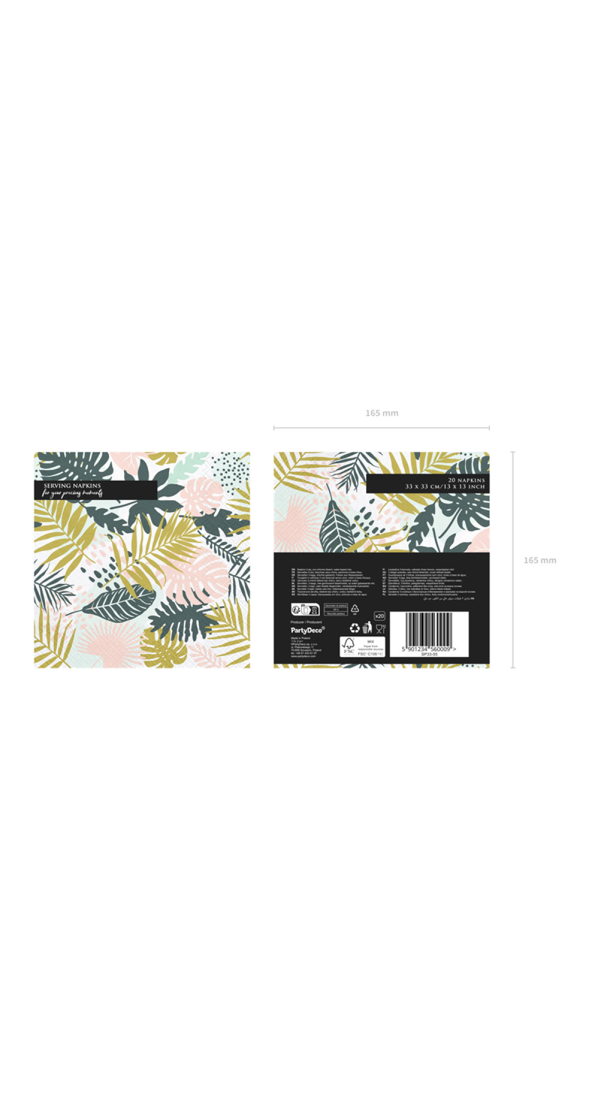 Napkins Aloha - Leaves, 33x33cm (1pkt / 20pc)