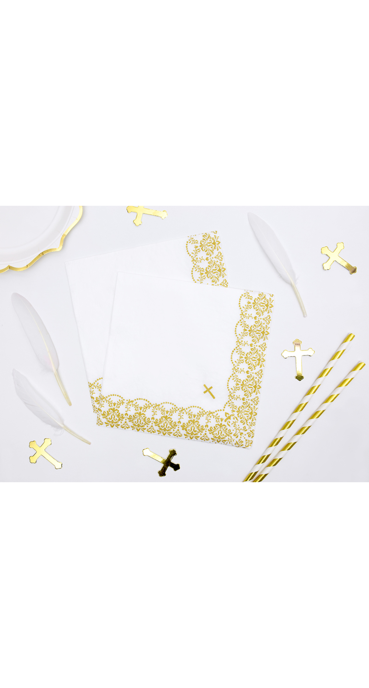 Napkins First Communion / Confirmation 33x33cm, Gold (1 pkt / 20 pc.)
