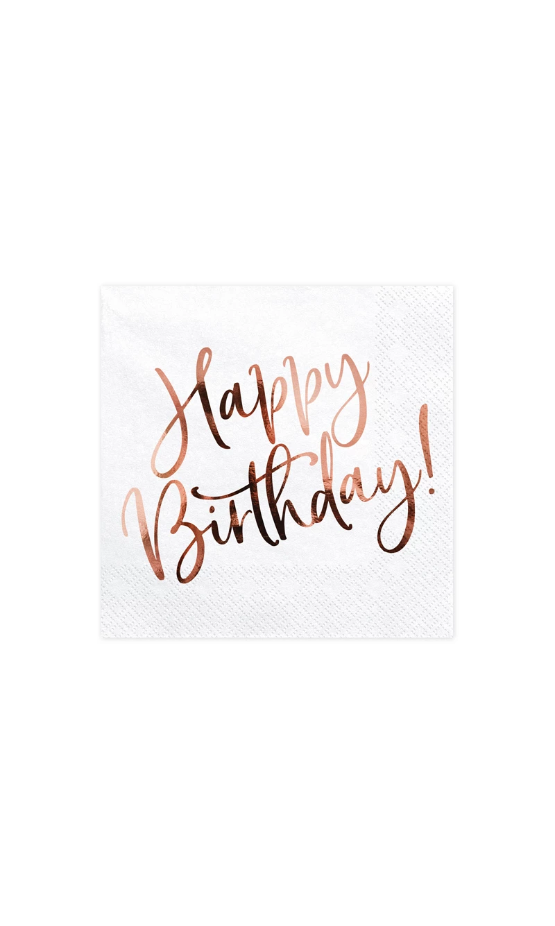 Napkins Happy Birthday, White, 33x33cm (1pkt / 20pc)