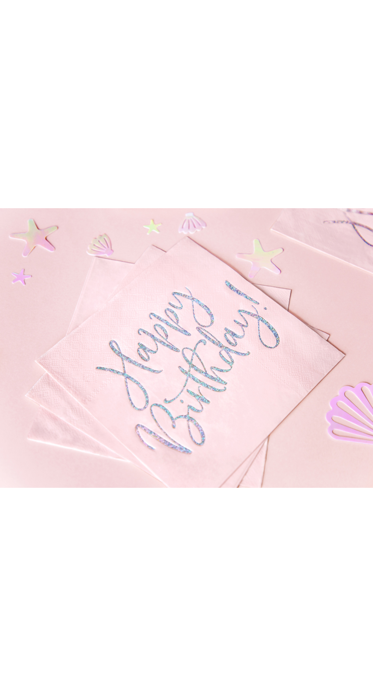 Napkins Happy Birthday, Light Powder Pink, 33x33cm (1pkt / 20pc)