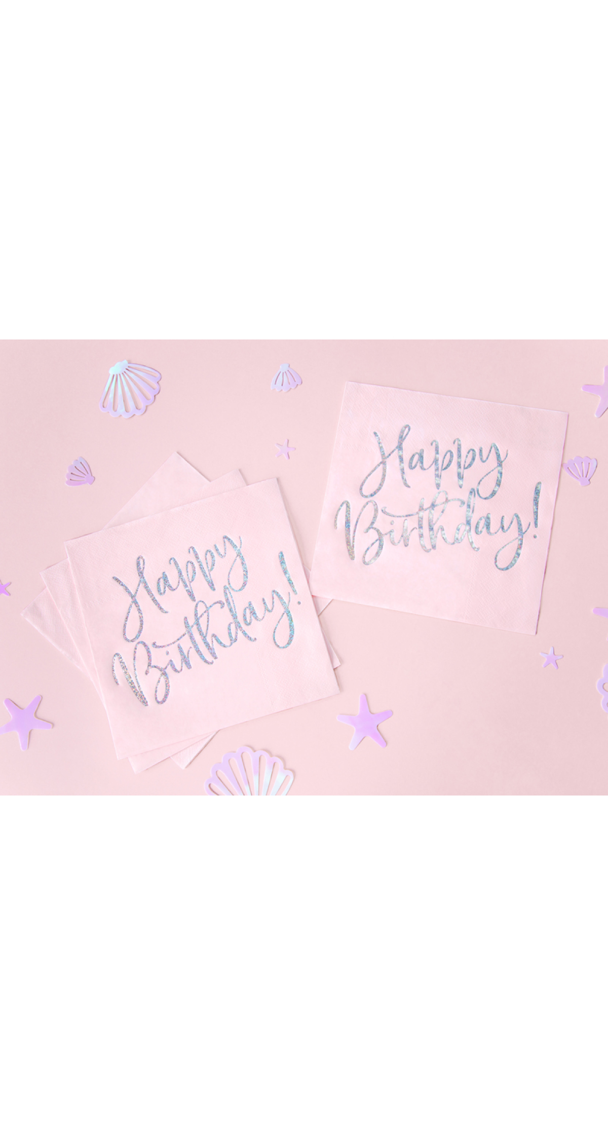 Napkins Happy Birthday, Light Powder Pink, 33x33cm (1pkt / 20pc)