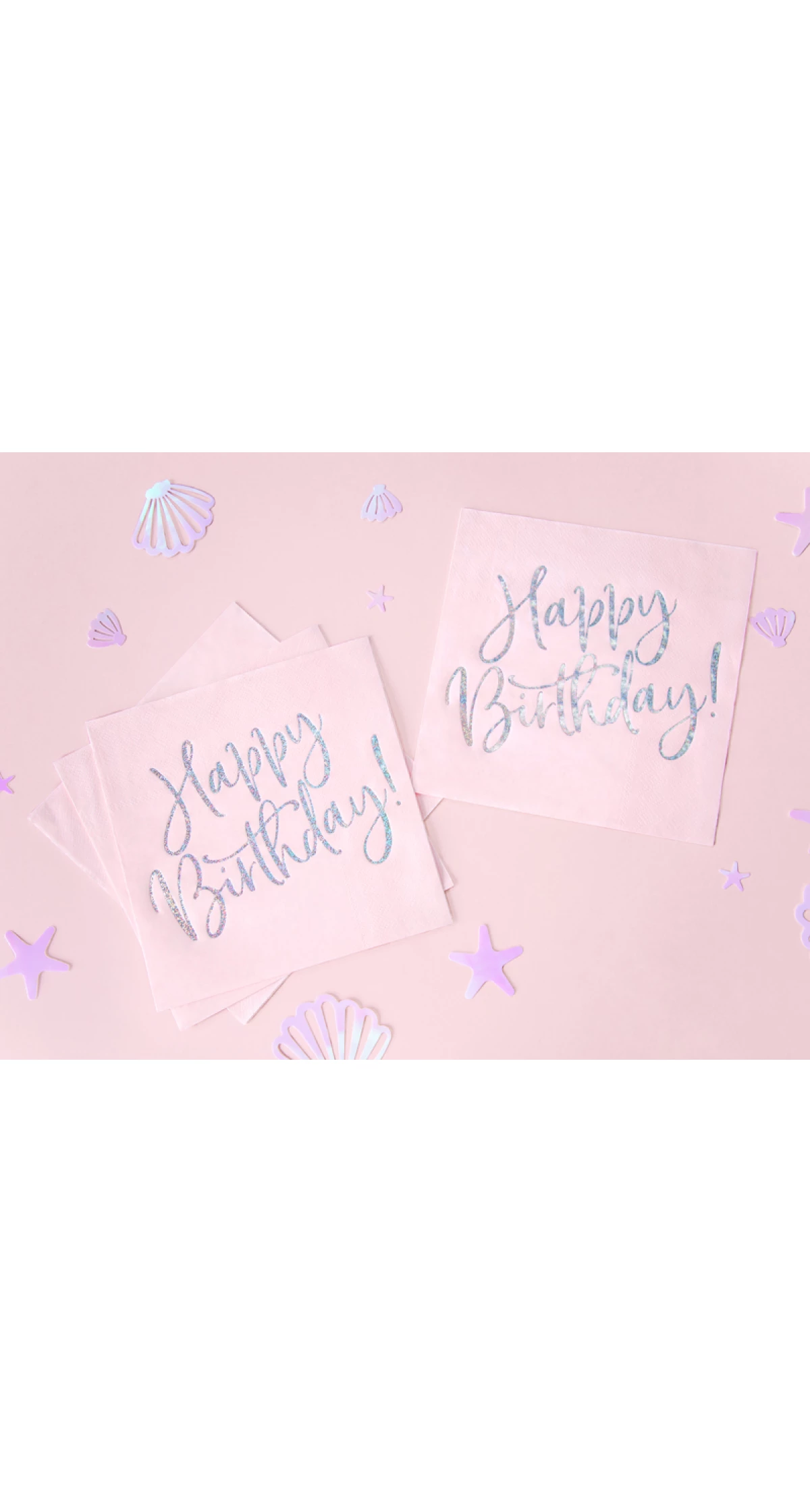 Napkins Happy Birthday, Light Powder Pink, 33x33cm (1pkt / 20pc)