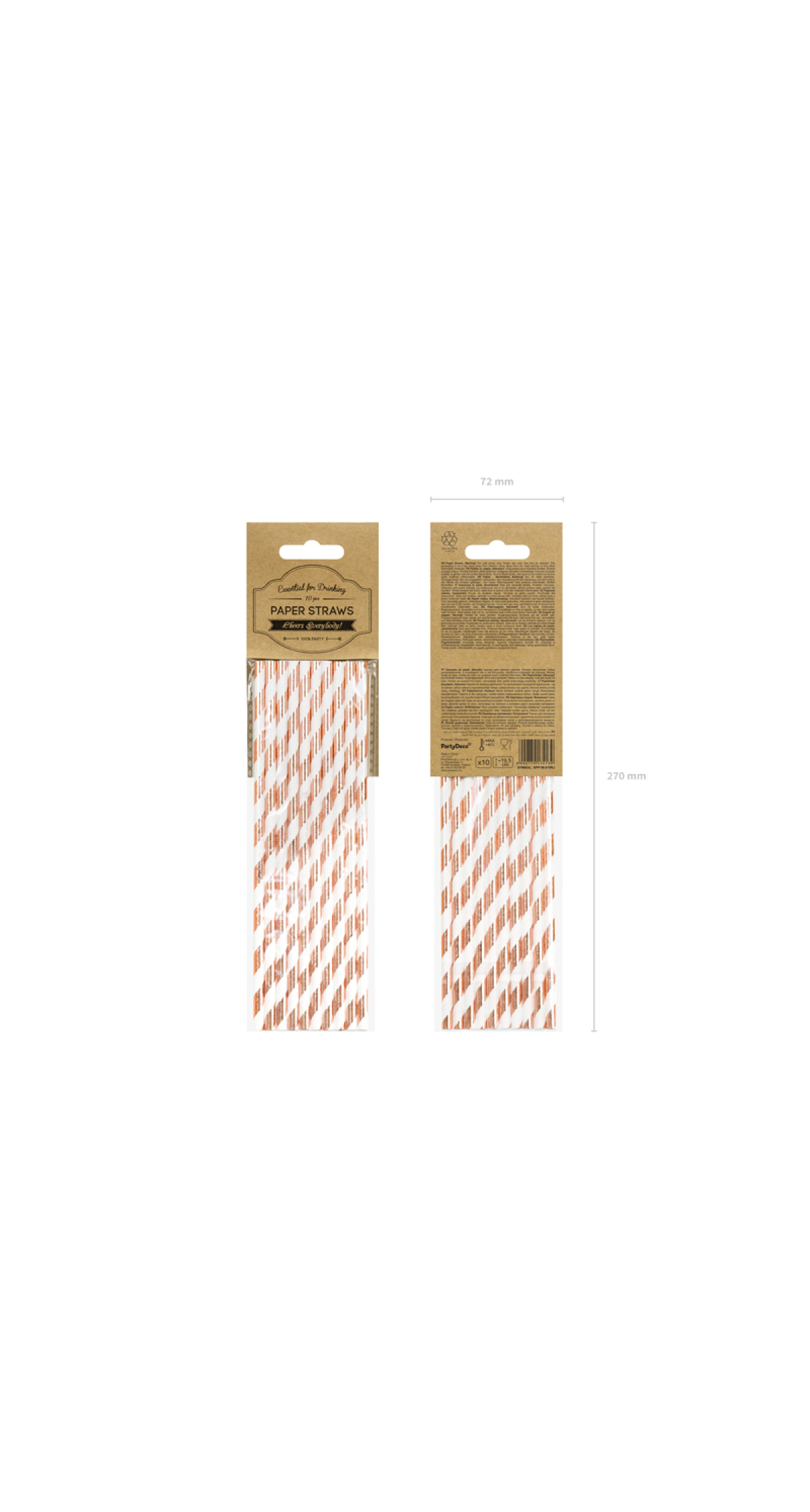 Paper Straws, Light Rose Gold, 19.5cm (1 pkt / 10 pc.)