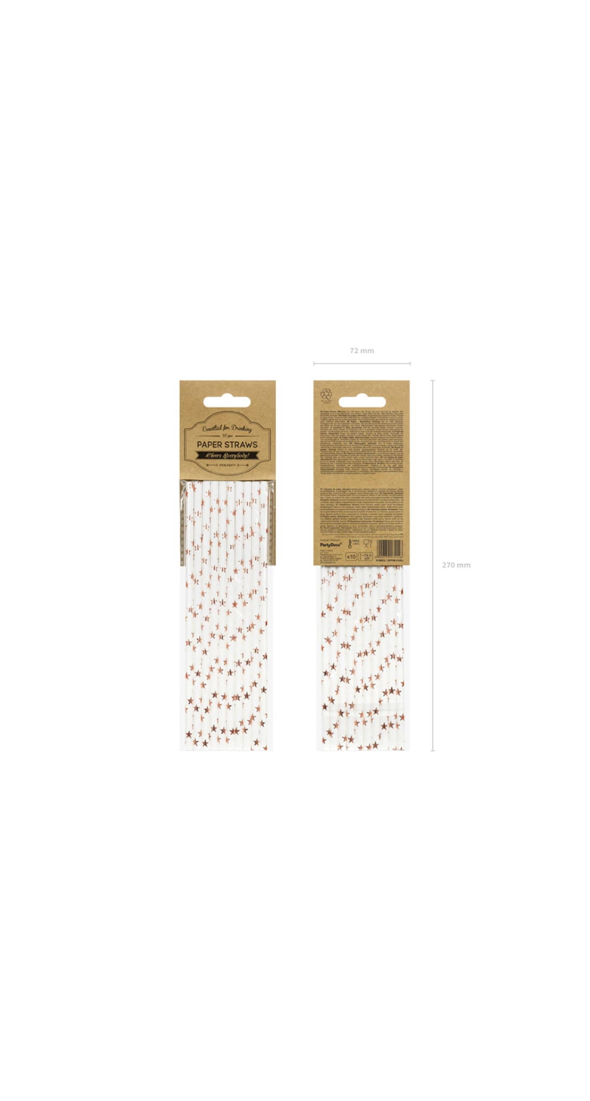Paper Straws, Light Rose Gold, 19.5cm (1 pkt / 10 pc.)